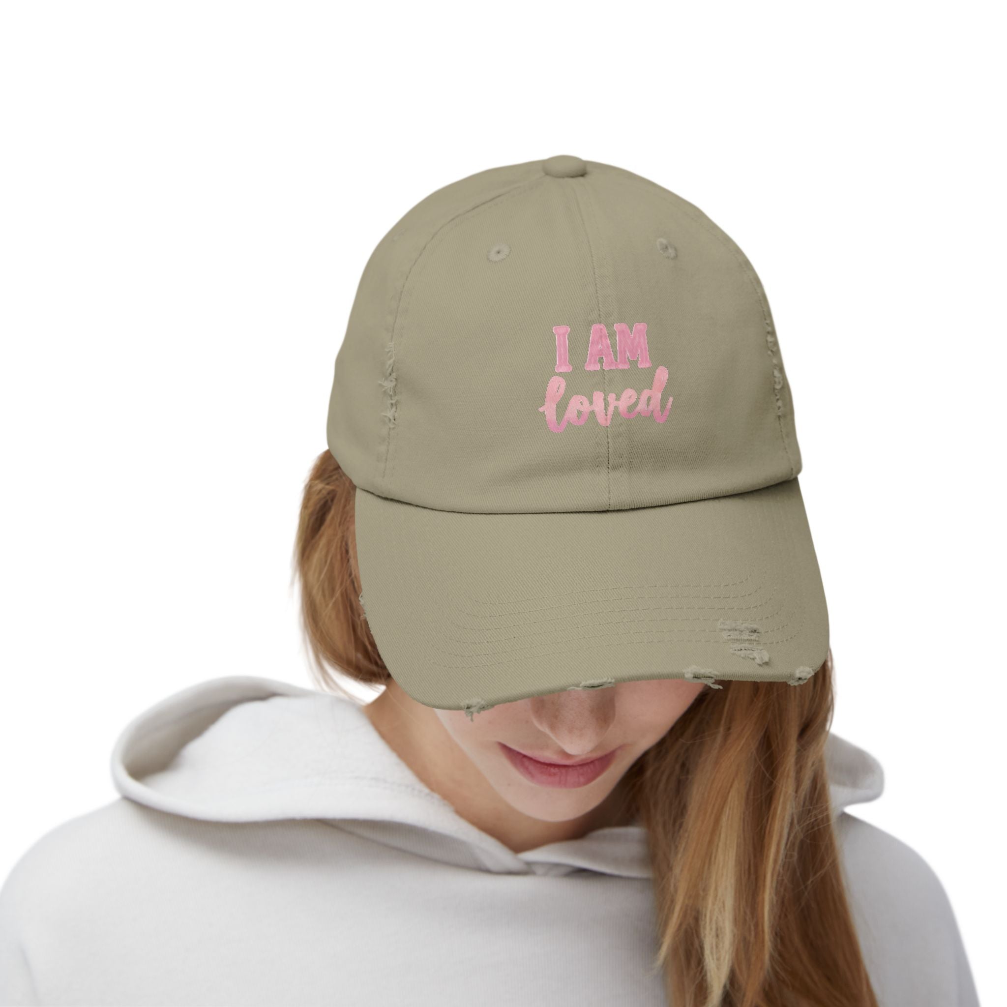 I AM LOVED Distressed Cap — Women's Inspirational Dad Hat