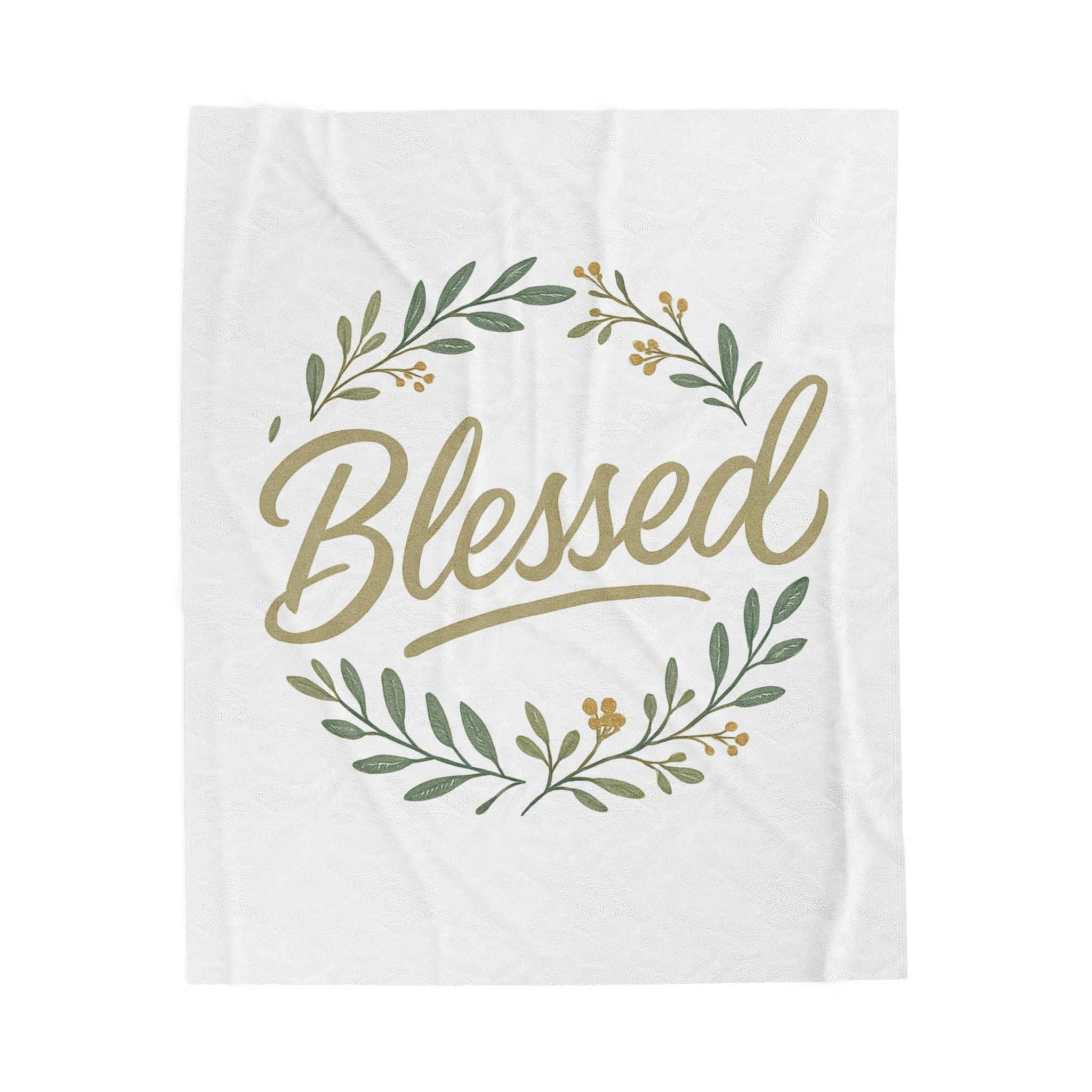 Blessed Velveteen Plush Blanket — Floral Wreath Cozy Throw