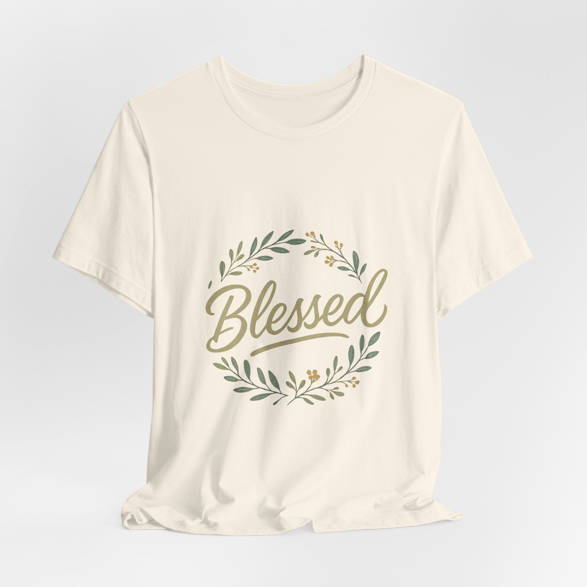 Blessed Floral Tee — "Blessed" Script T-Shirt with Wreath