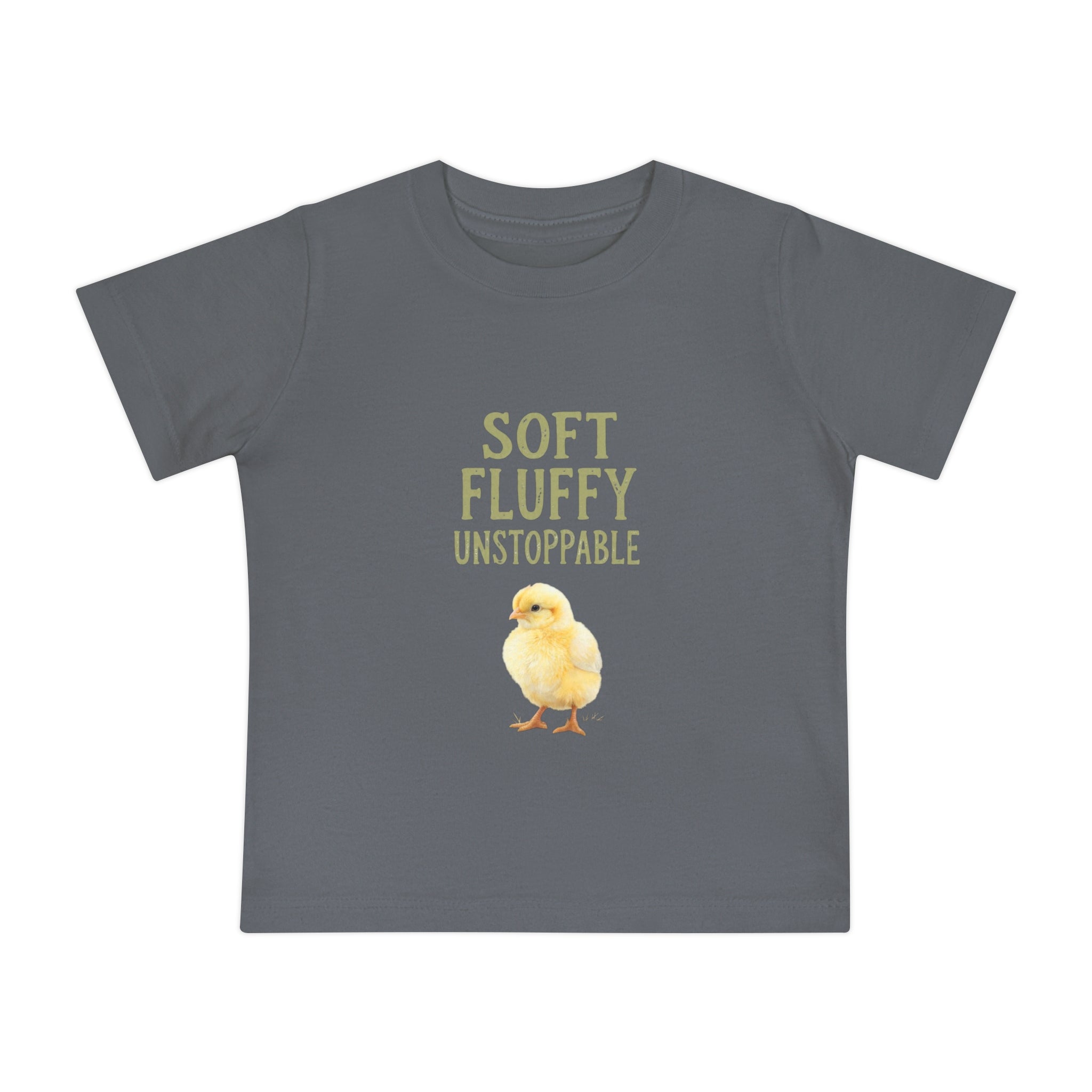 Unstoppable Chick Baby Short Sleeve T-Shirt — Cute Soft Fluffy Toddler Tee