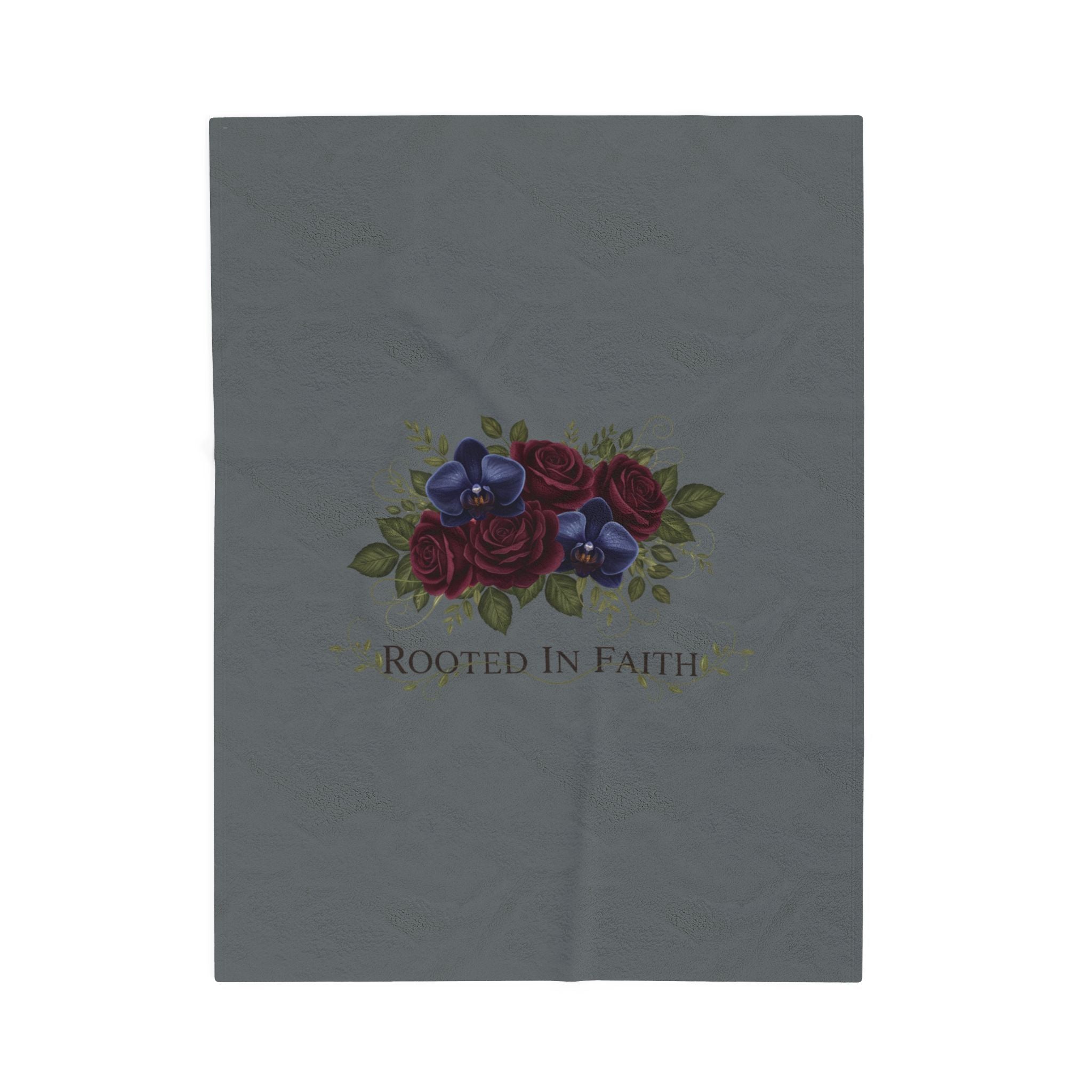 Rooted in Faith Moody Floral Blanket | dark floral velveteen throw