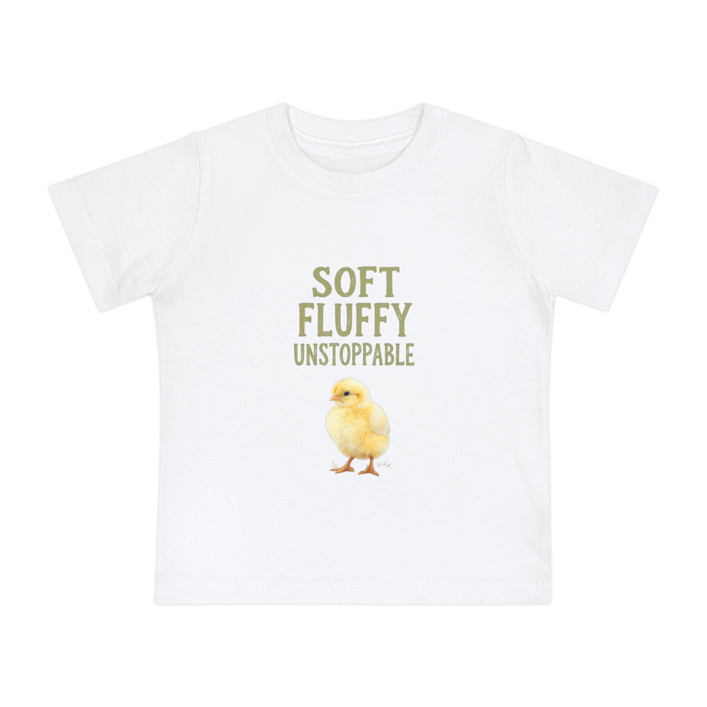 Unstoppable Chick Baby Short Sleeve T-Shirt — Cute Soft Fluffy Toddler Tee