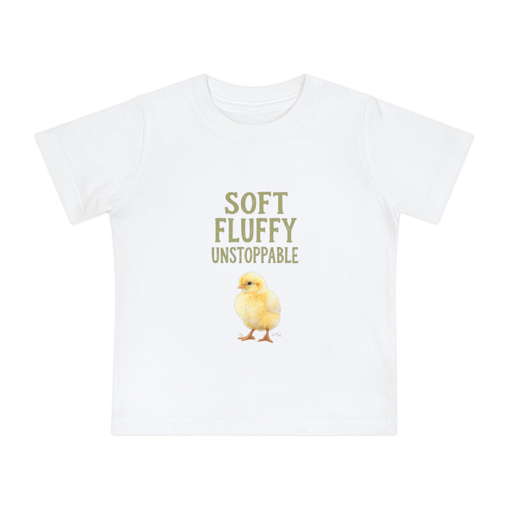 Unstoppable Chick Baby Short Sleeve T-Shirt — Cute Soft Fluffy Toddler Tee