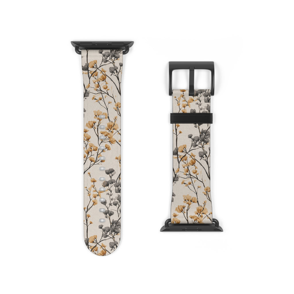 Floral Botanical Watch Band — Beige & Grey Dried Flower Apple Watch Strap