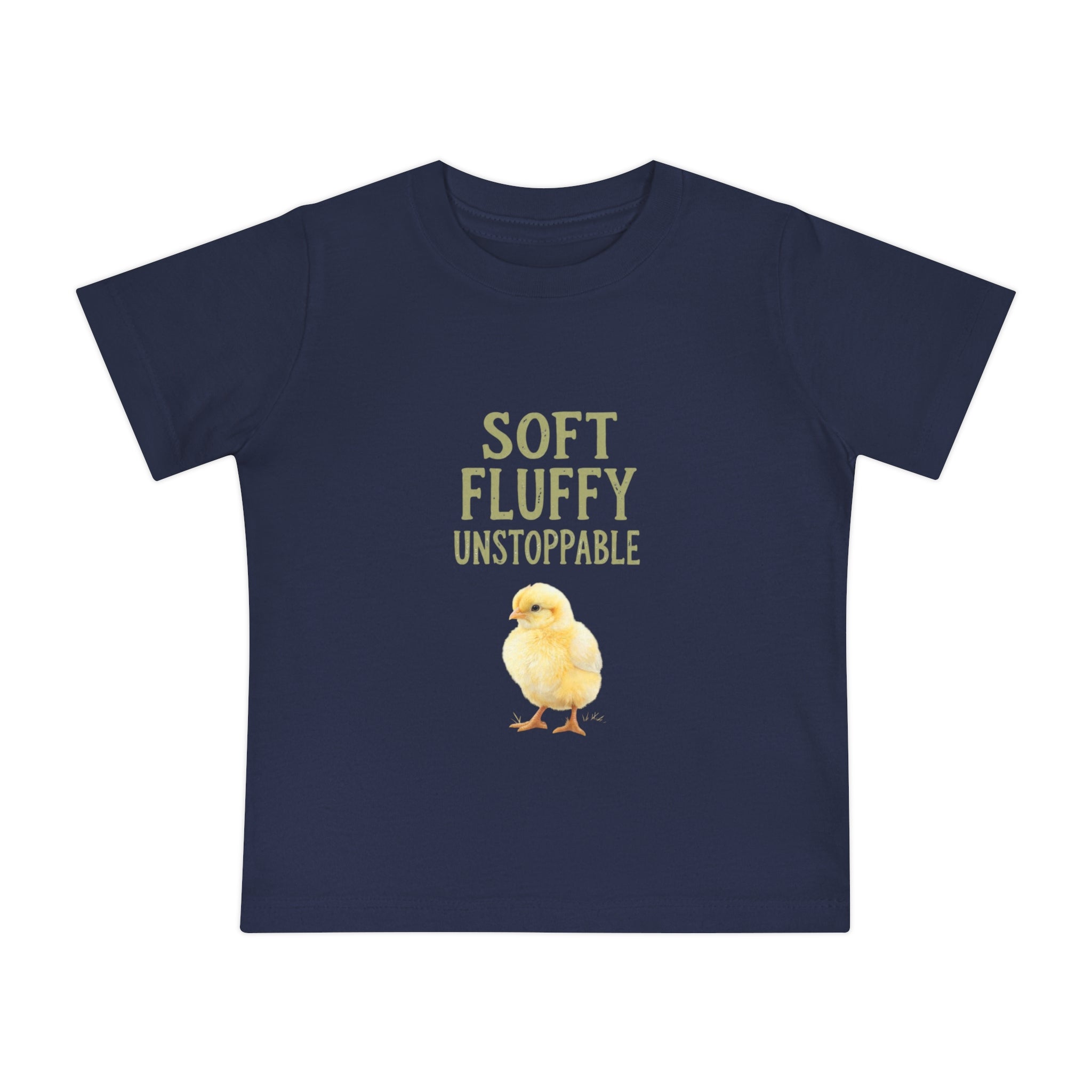 Unstoppable Chick Baby Short Sleeve T-Shirt — Cute Soft Fluffy Toddler Tee