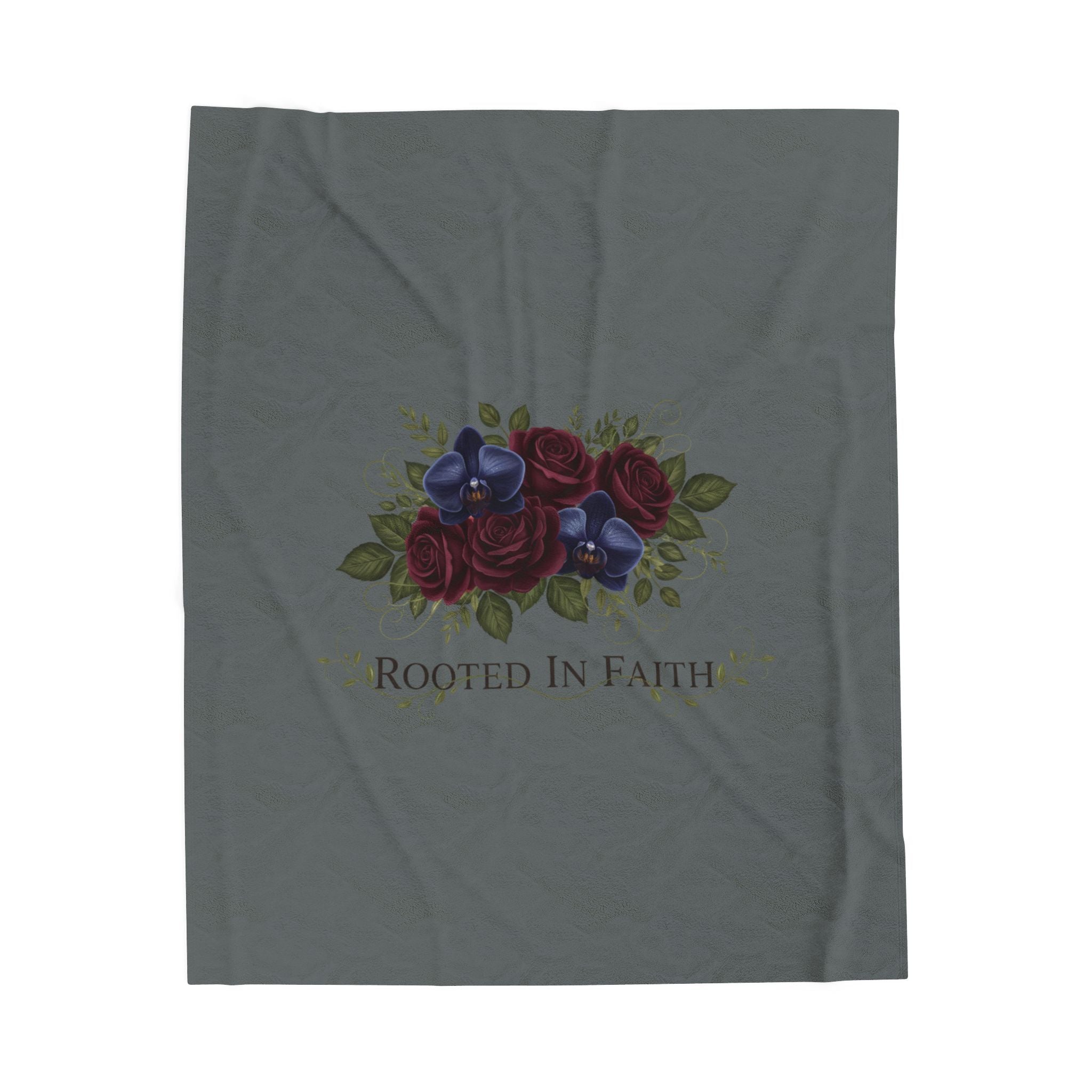 Rooted in Faith Moody Floral Blanket | dark floral velveteen throw