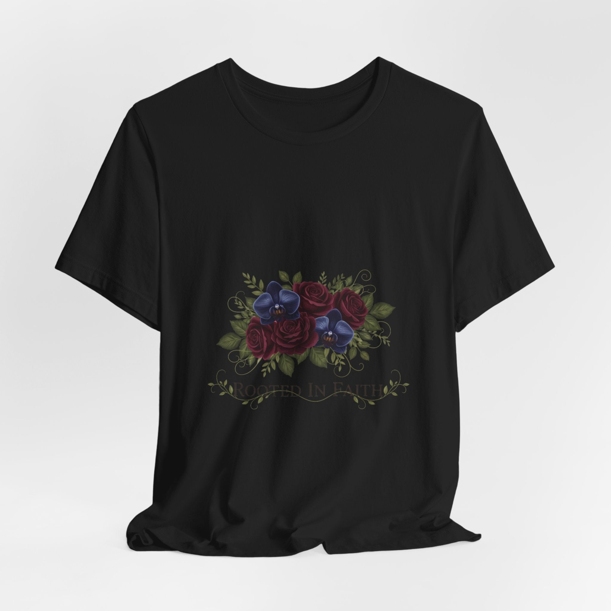 Rooted in Faith Dark Floral T-Shirt