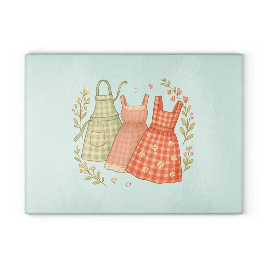 Vintage Apron Glass Cutting Board