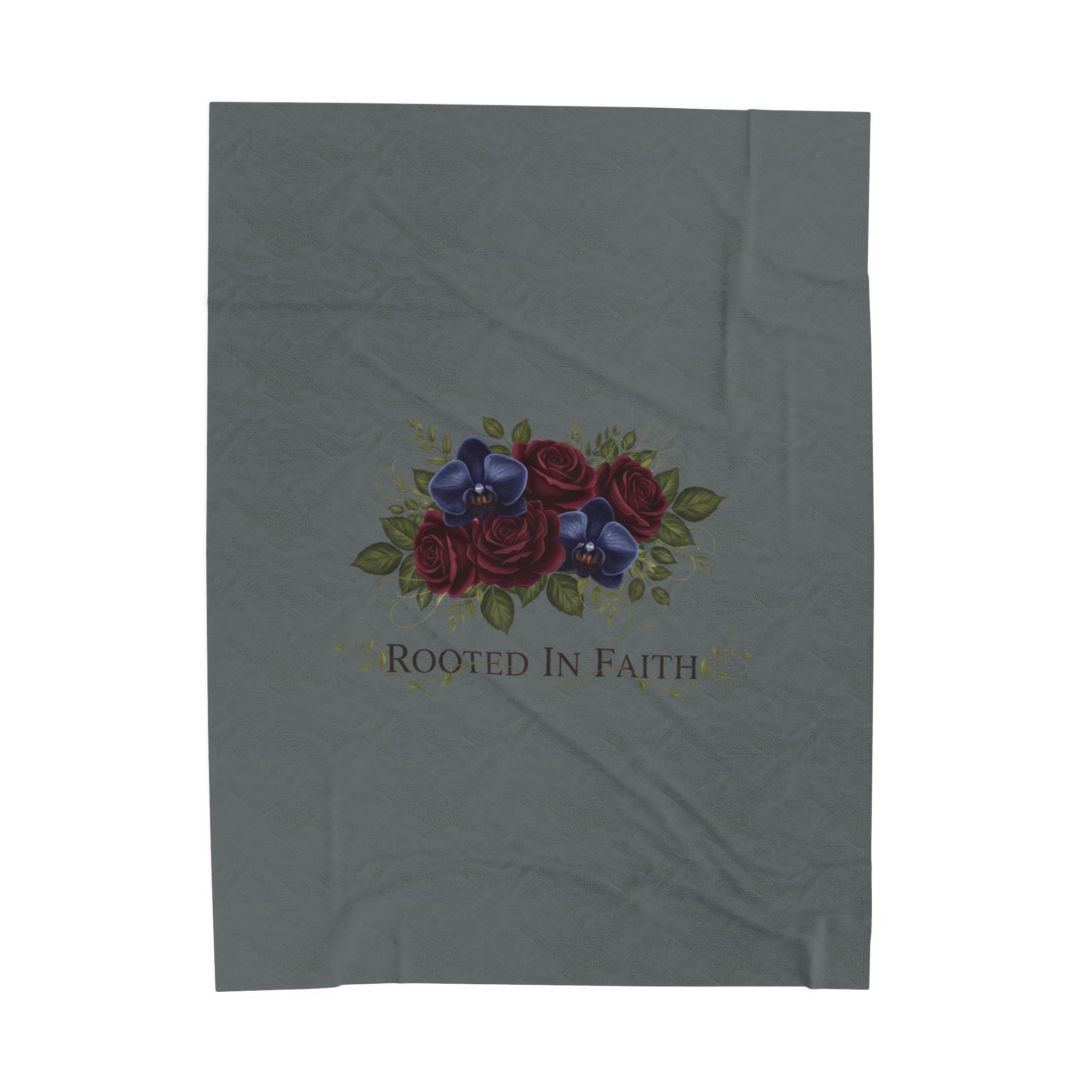 Rooted in Faith Moody Floral Blanket | dark floral velveteen throw