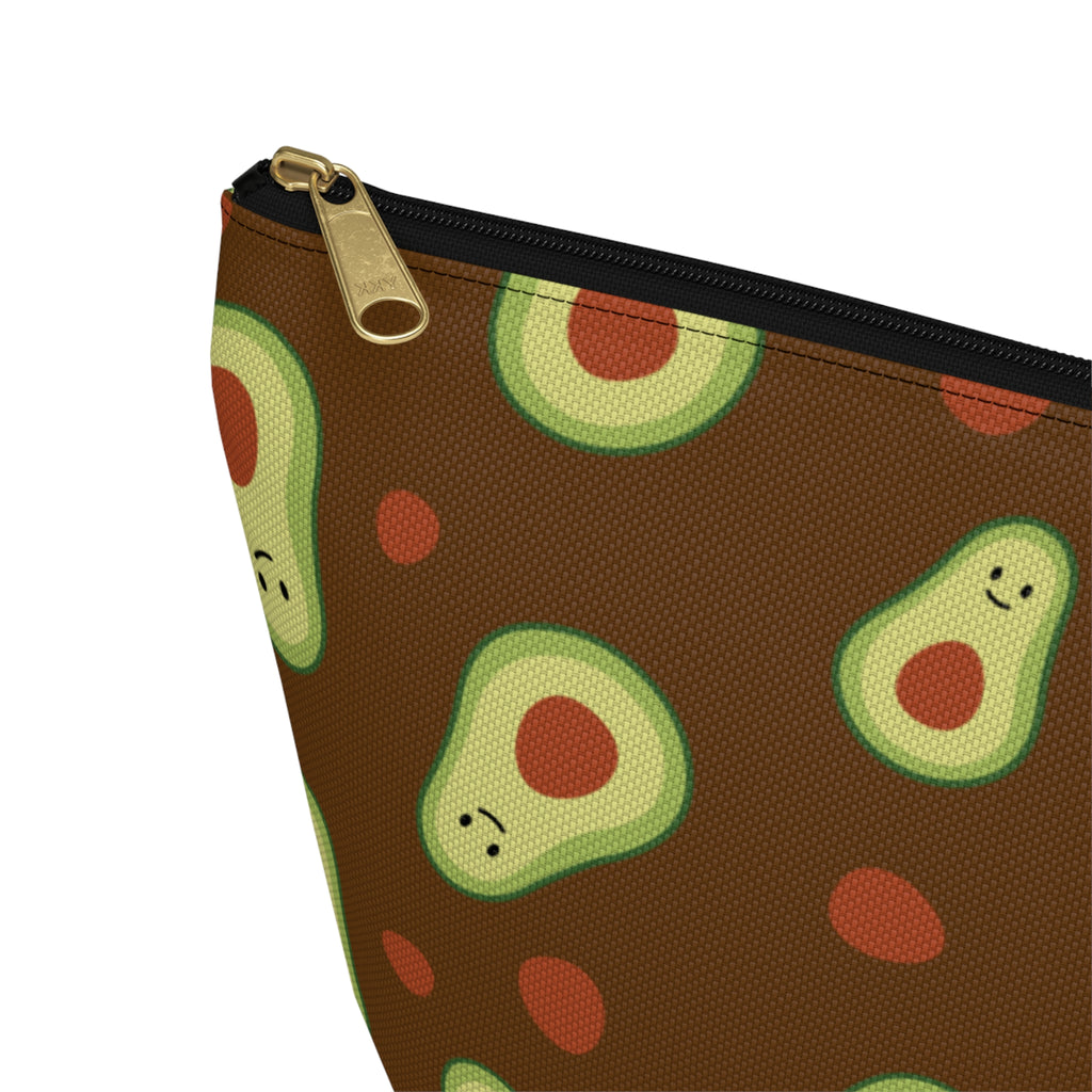 Cute Avocado Accessory Pouch, Zippered Makeup Bag, Pencil Case, Fun Gift for Food Lovers, Cute Avocado Pattern, Eco-Friendly Storage