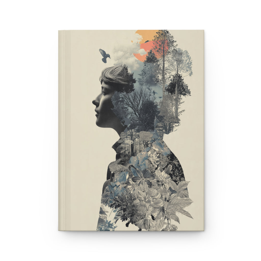 Nature Silhouette Hardcover Journal — Botanical Double-Exposure Notebook