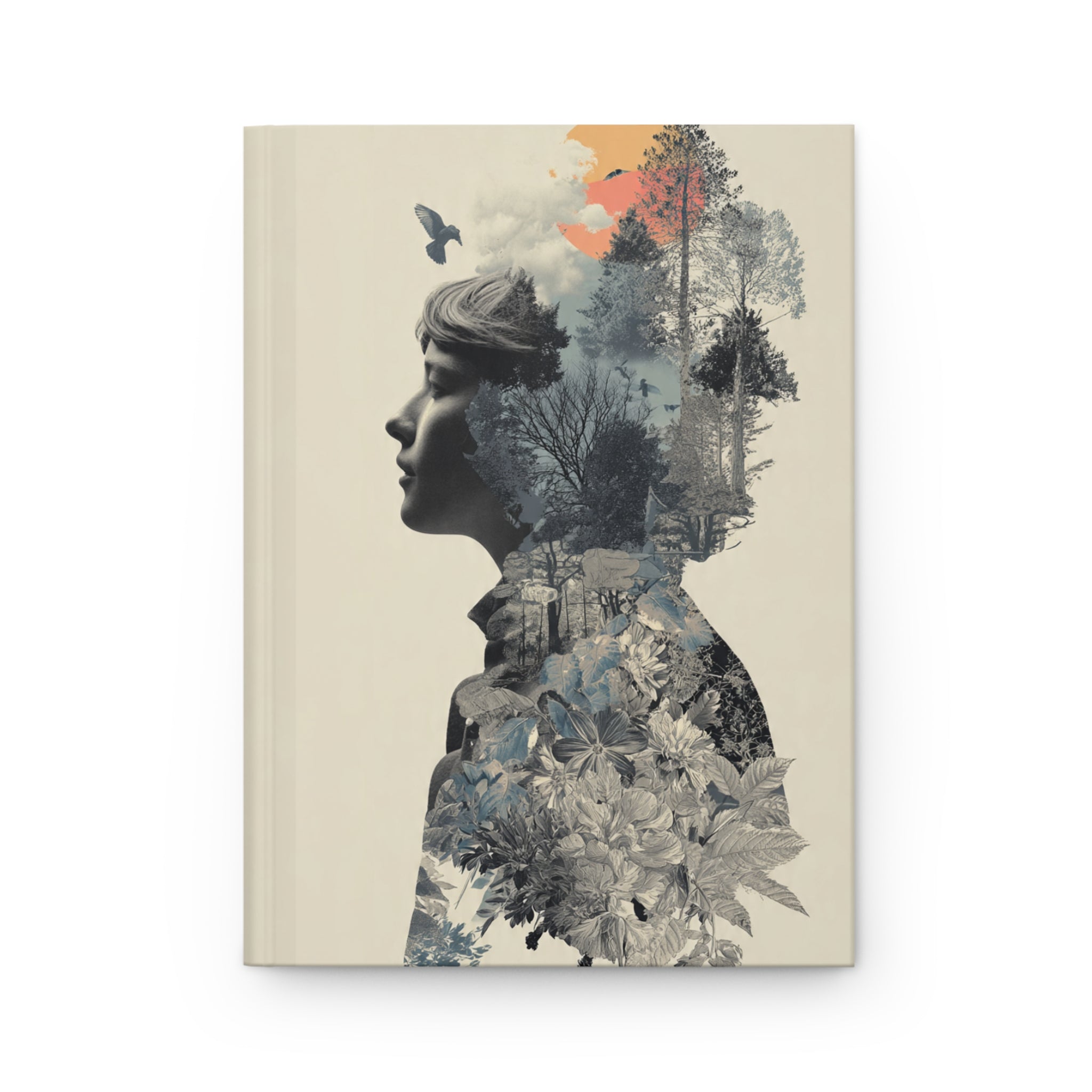 Nature Silhouette Hardcover Journal — Botanical Double-Exposure Notebook