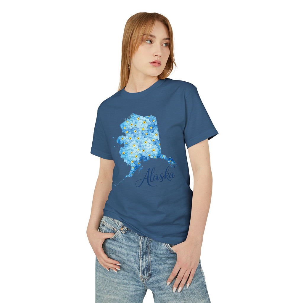 Alaska Forget-Me-Not Tee — Floral State Pride Cotton T-Shirt