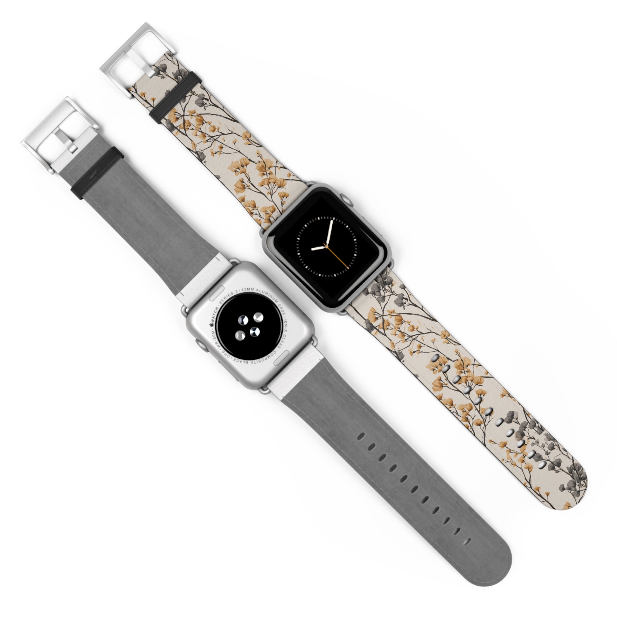 Floral Botanical Watch Band — Beige & Grey Dried Flower Apple Watch Strap
