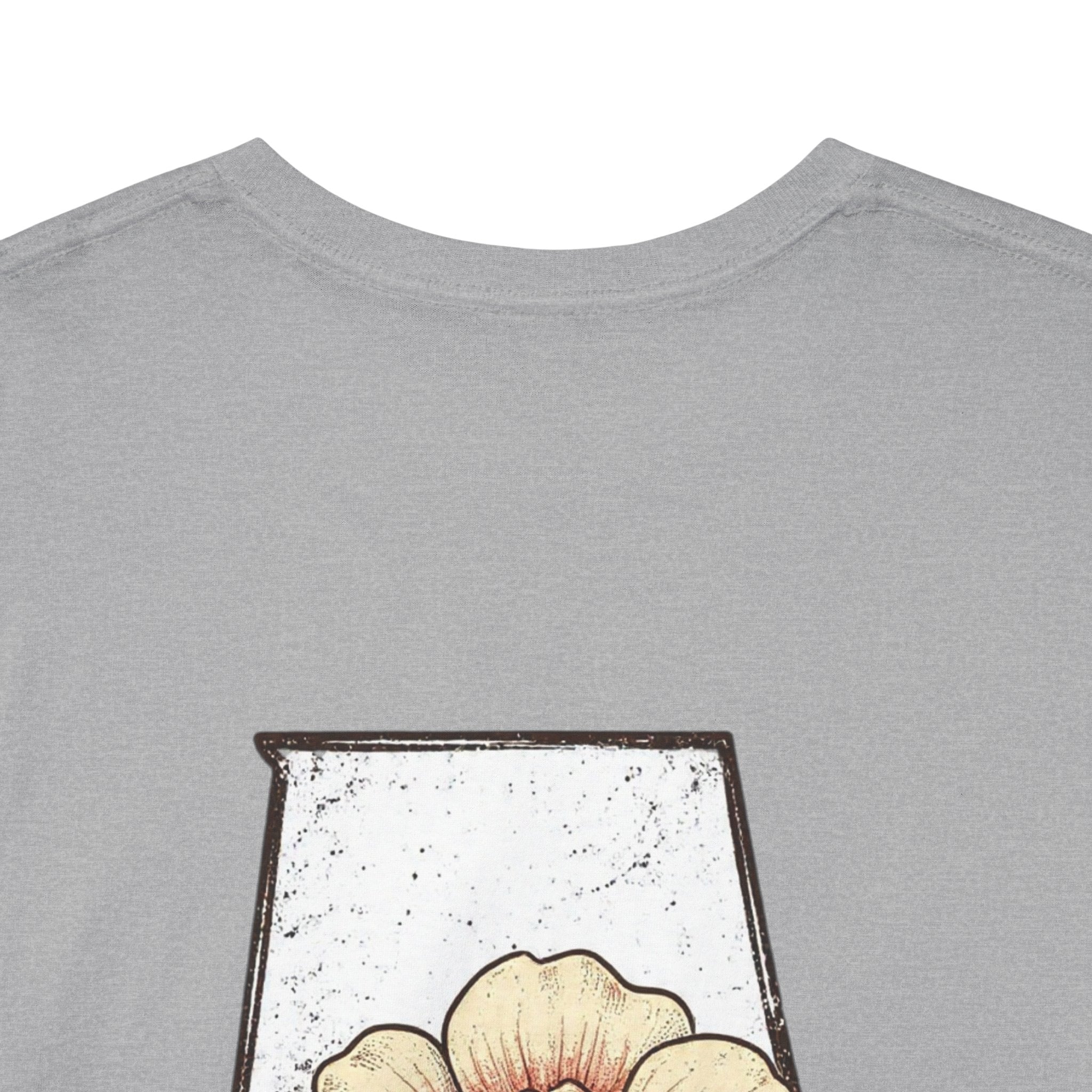 Alabama State Tee with Camellia Floral Design — Alabama Outline & State Flower Shirt