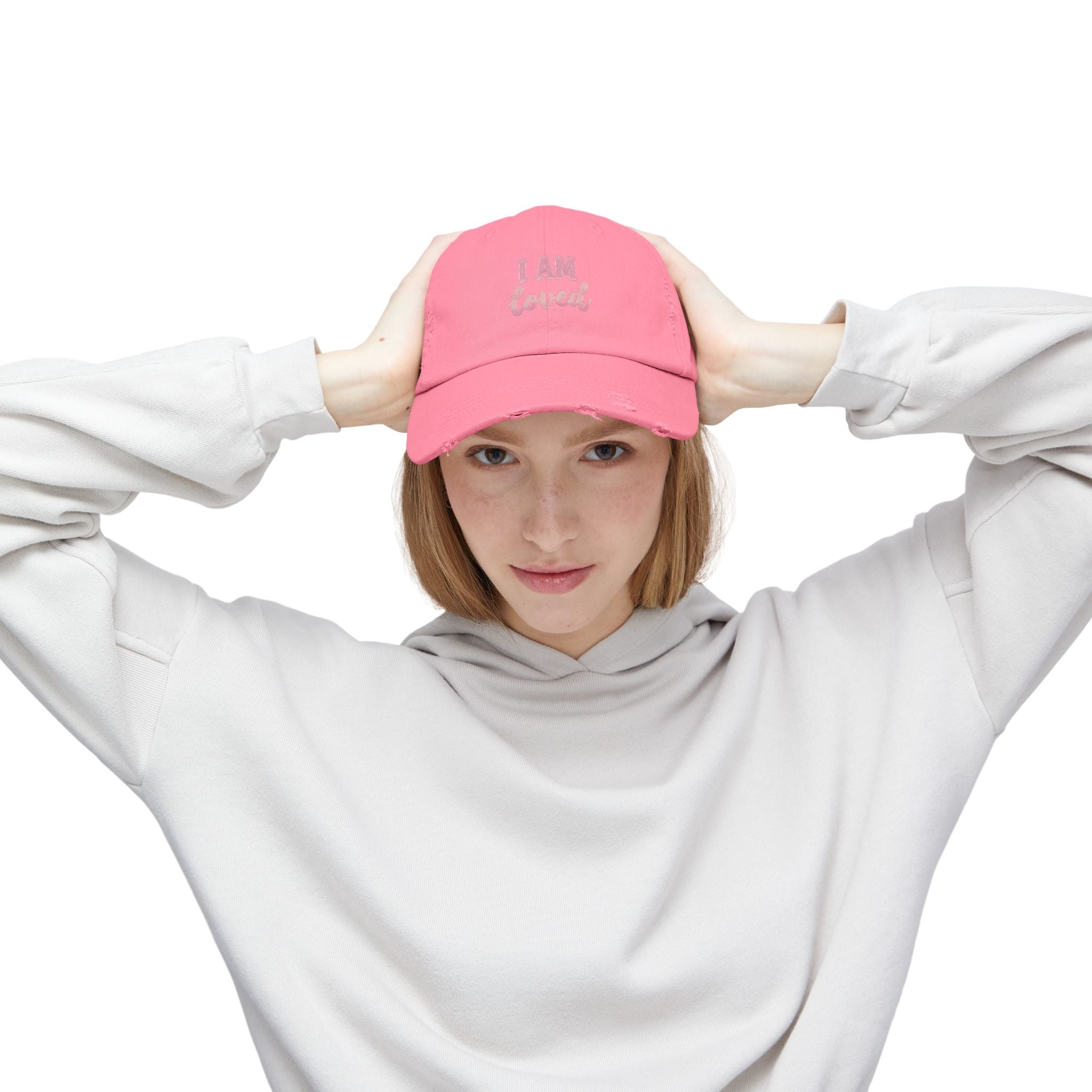 I AM LOVED Distressed Cap — Women's Inspirational Dad Hat