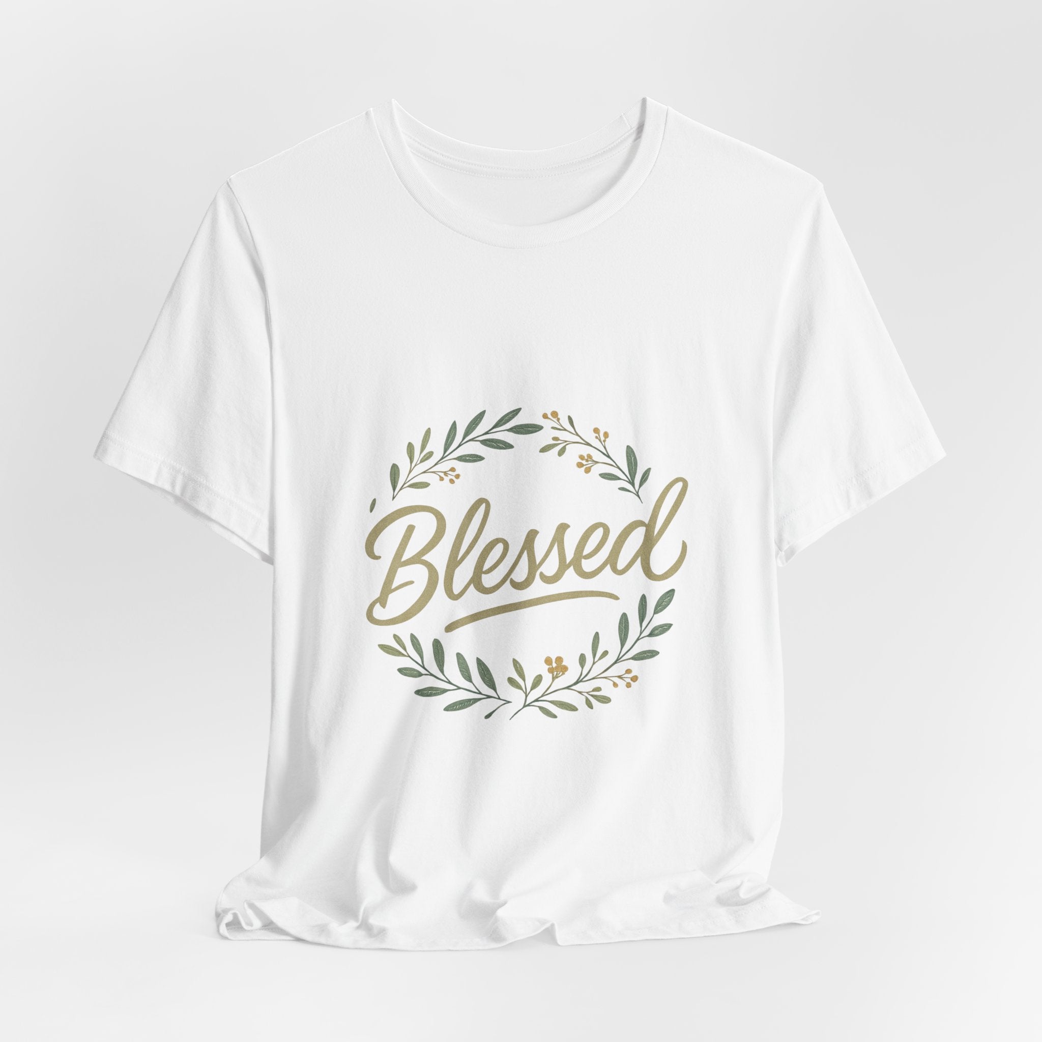 Blessed Floral Tee — "Blessed" Script T-Shirt with Wreath