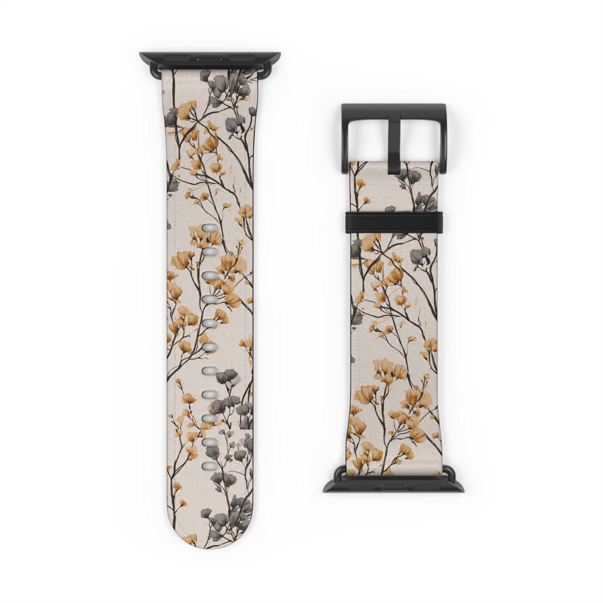 Floral Botanical Watch Band — Beige & Grey Dried Flower Apple Watch Strap
