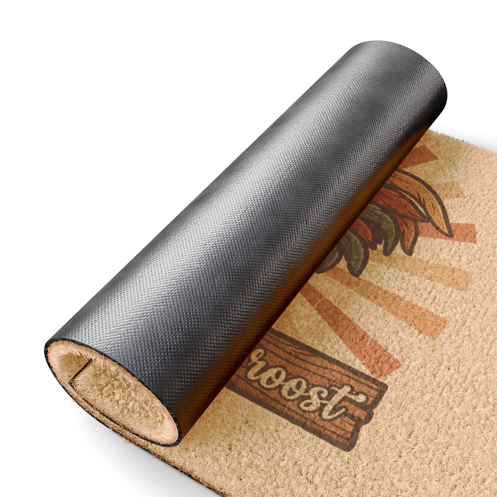 Rooster Welcome Doormat — 'Welcome to the roost' Farmhouse Coir Door Mat