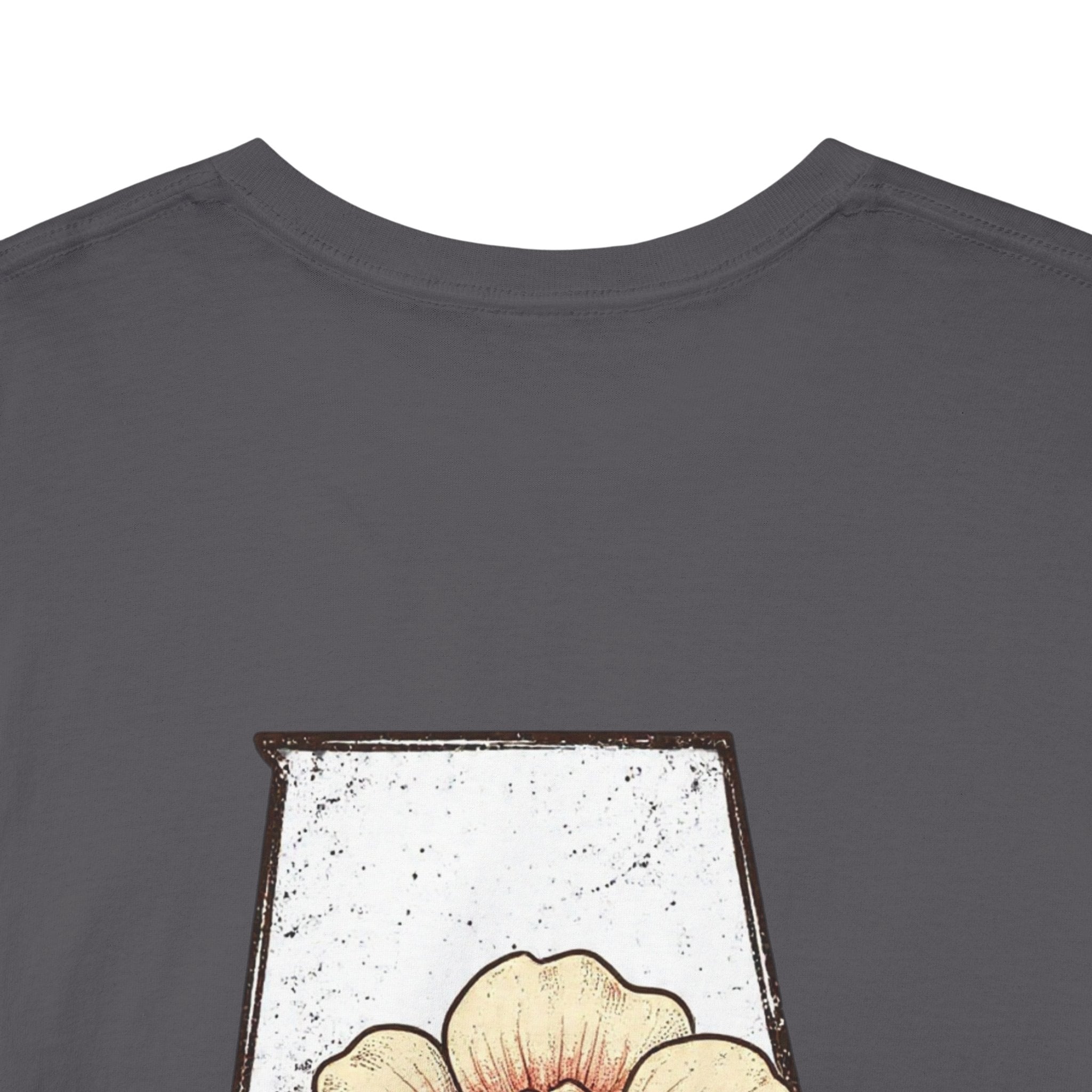 Alabama State Tee with Camellia Floral Design — Alabama Outline & State Flower Shirt