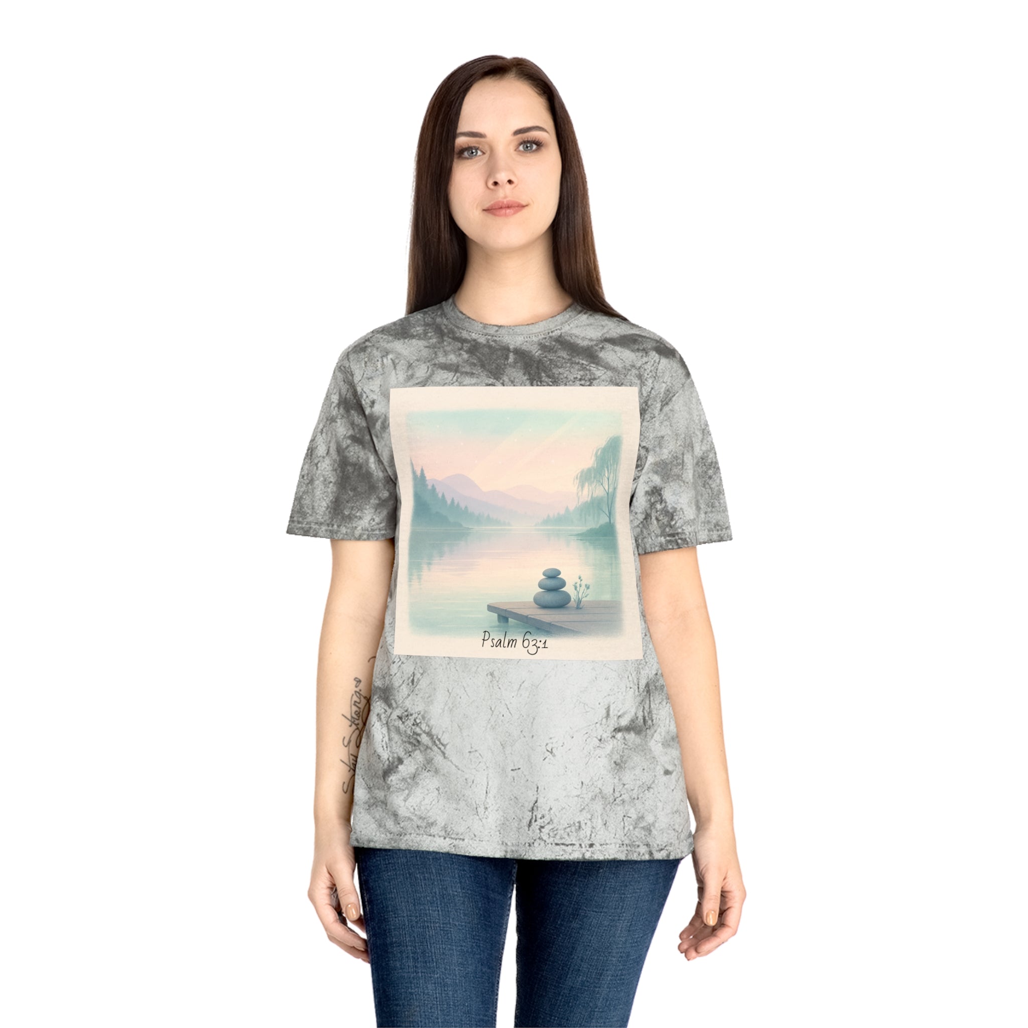 Serene Landscape T-Shirt, Relaxed Fit, Nature Lover Gift, Decorative Tee, Adventure Apparel, Meditation Top