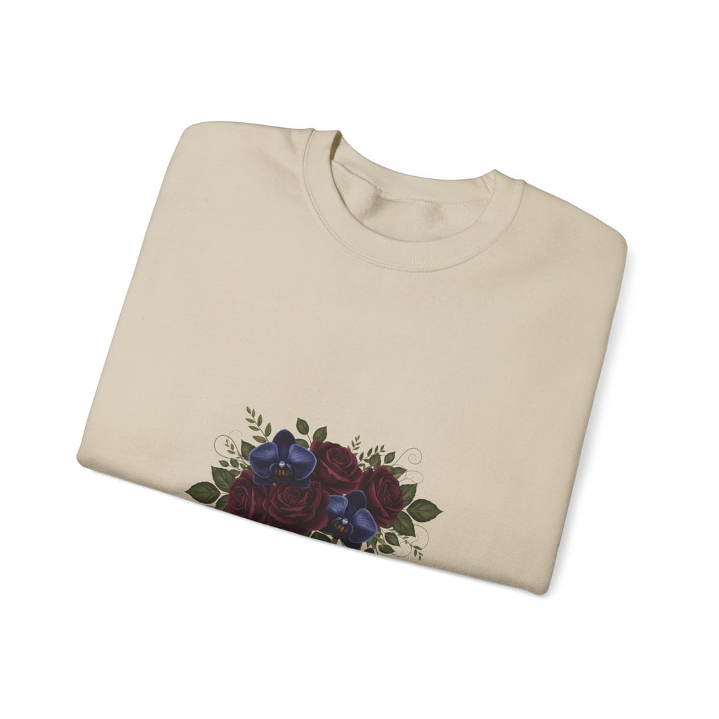 Moody Rose Print Sweatshirt | goth flower sweatshirt, midnight bloom