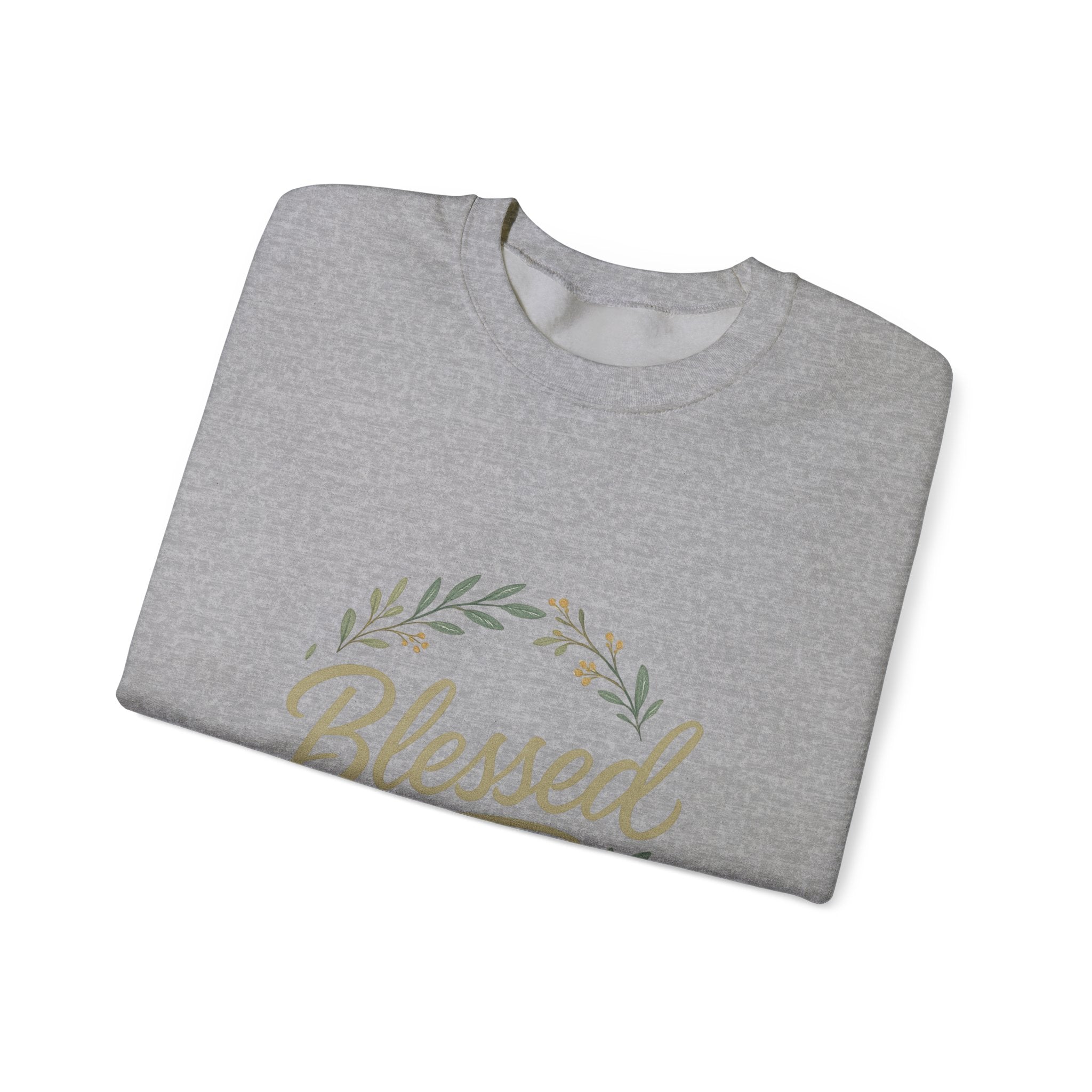 Blessed Crewneck Sweatshirt — Floral Wreath Faith Pullover