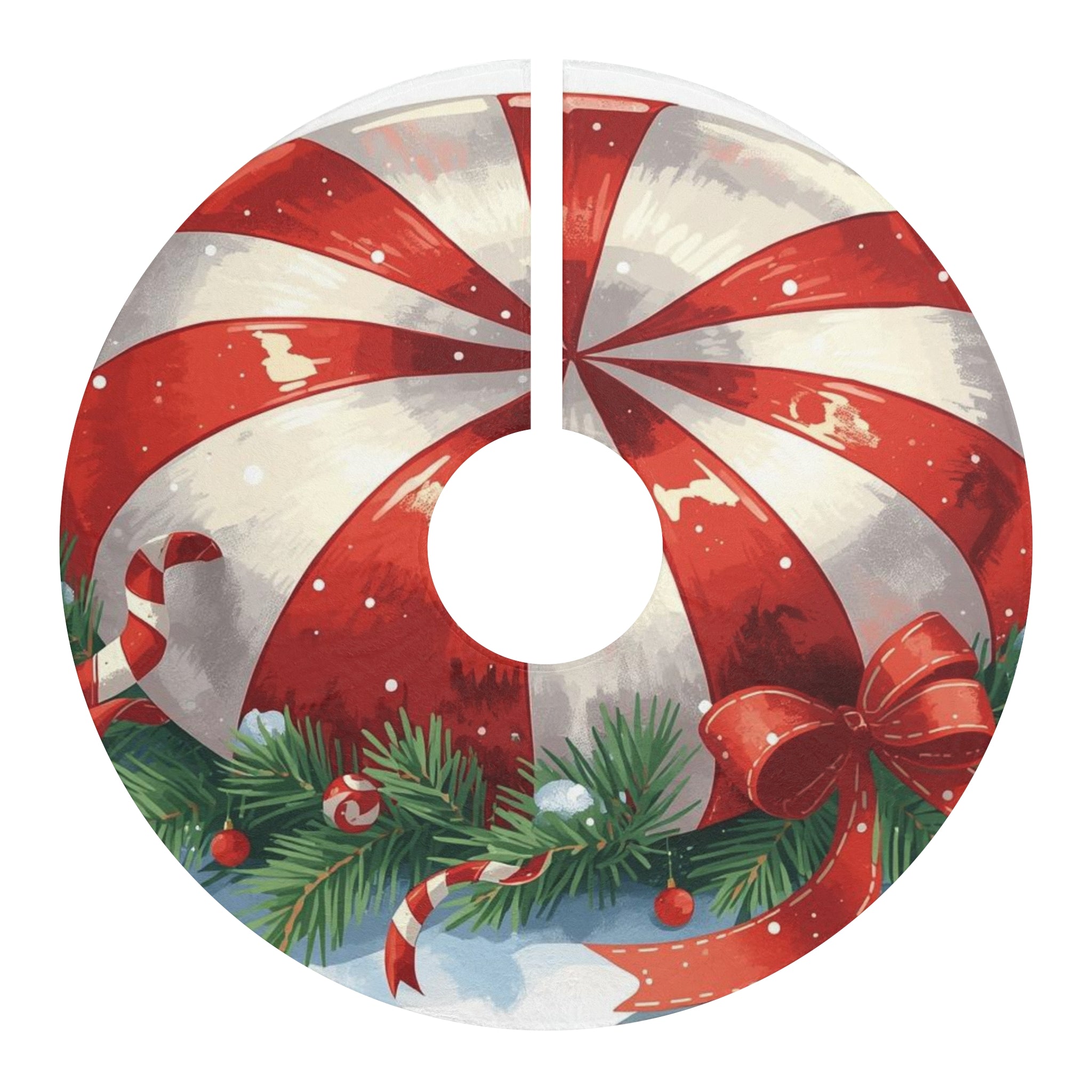Christmas Tree Skirt - Candy Peppermint Design