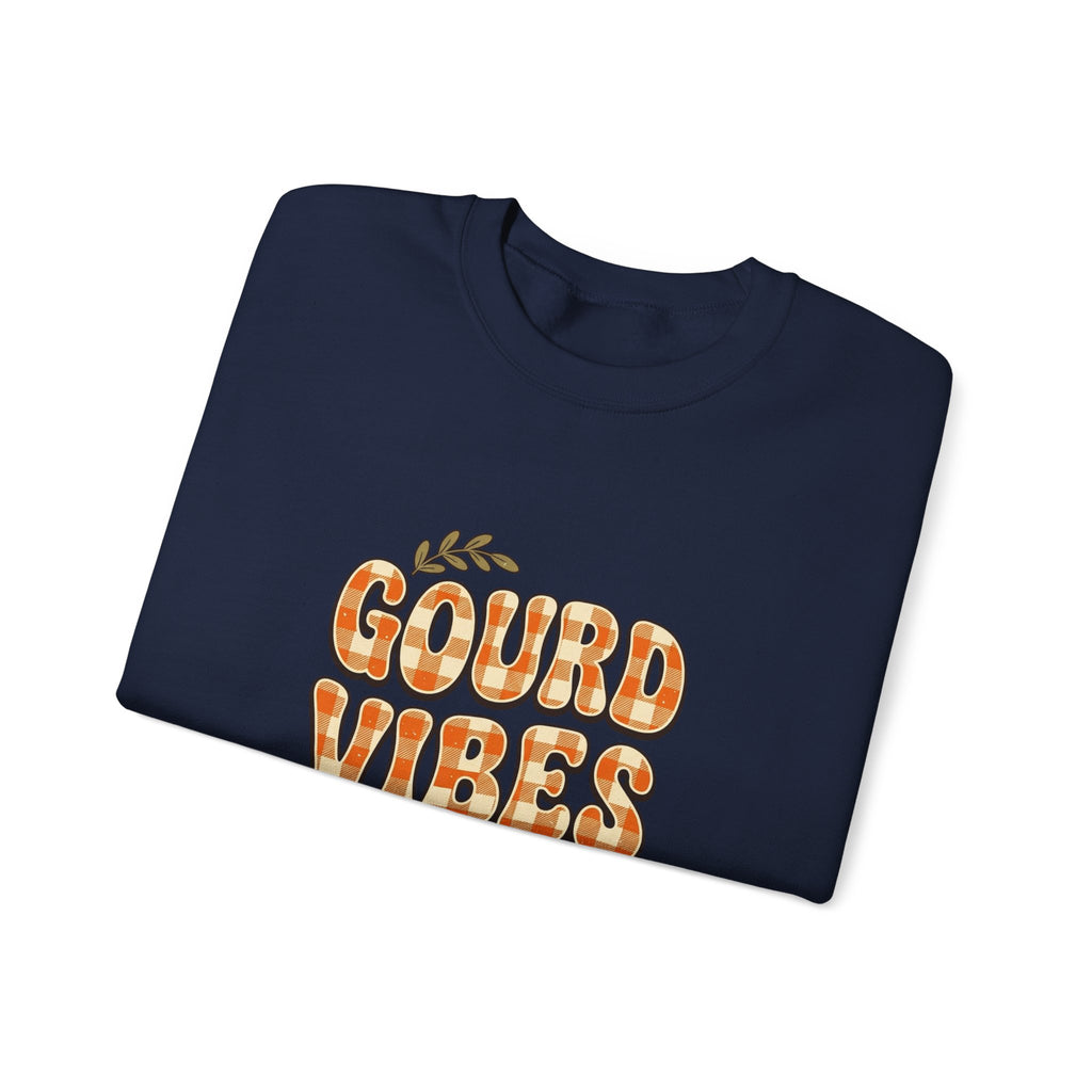 Gourd Vibes Only Sweatshirt | Pumpkin Season, Fall Plaid Lettering