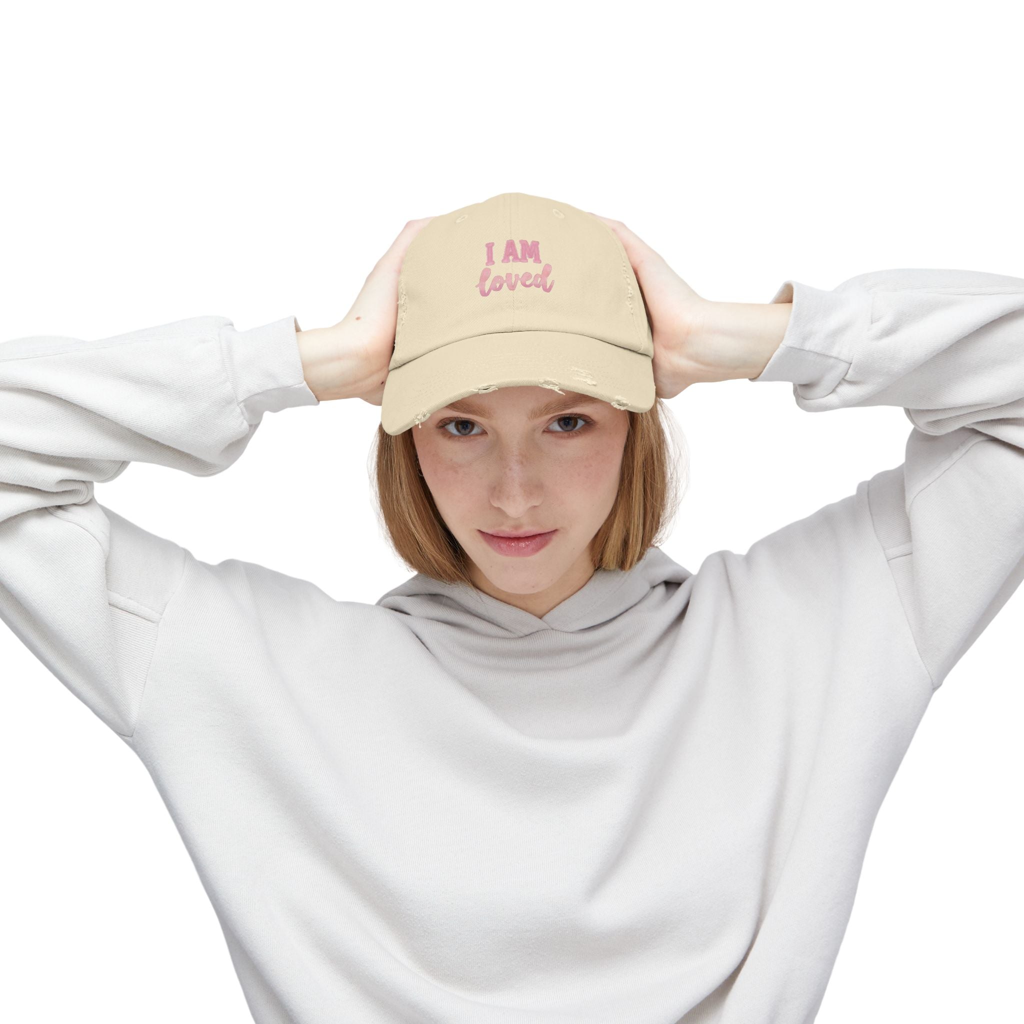 I AM LOVED Distressed Cap — Women's Inspirational Dad Hat