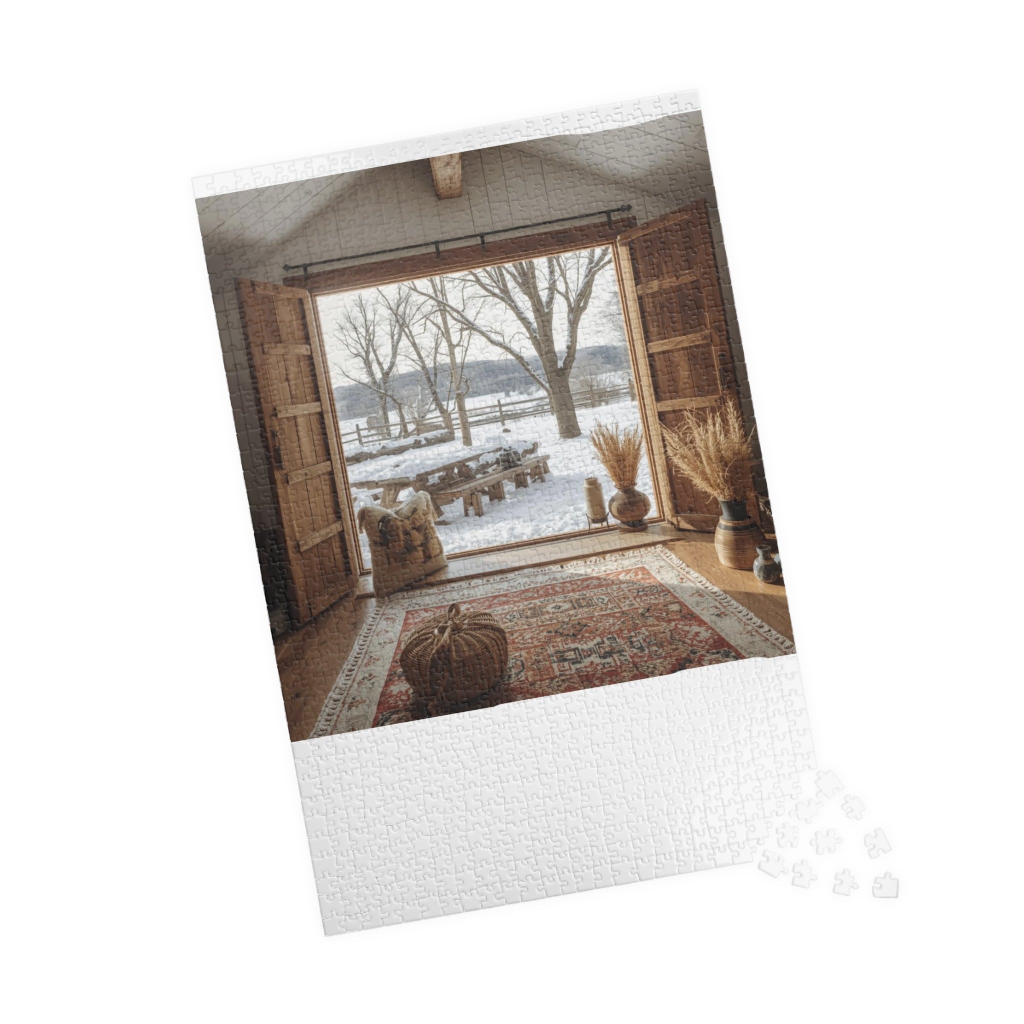 Cozy Winter Scene Puzzle (110, 252, 520, 1014-piece) - Perfect Gift for Family Game Night