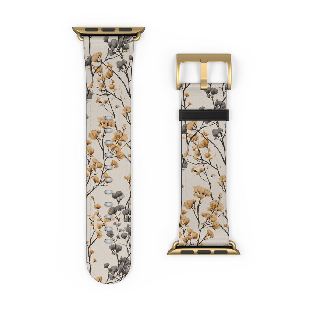 Floral Botanical Watch Band — Beige & Grey Dried Flower Apple Watch Strap