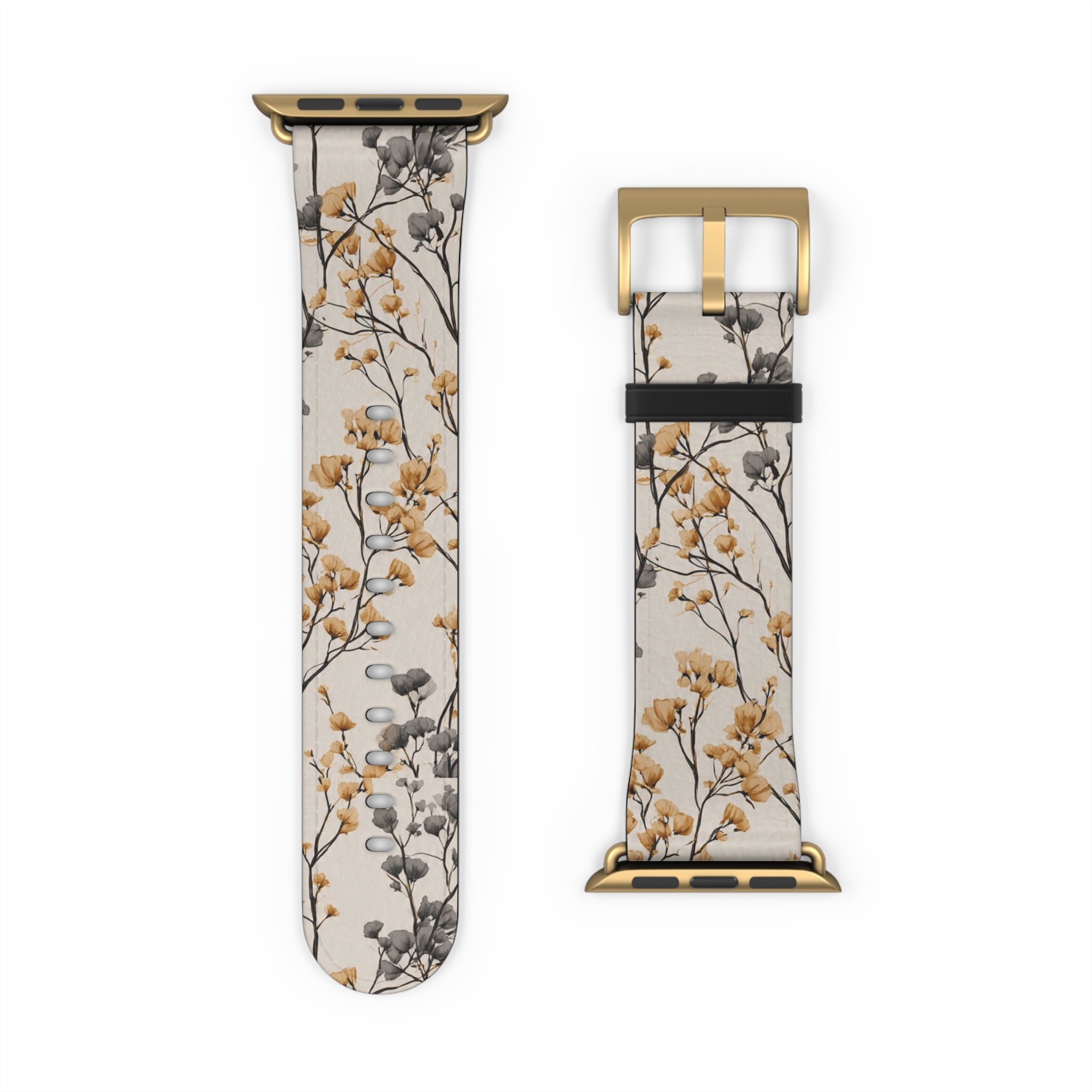 Floral Botanical Watch Band — Beige & Grey Dried Flower Apple Watch Strap