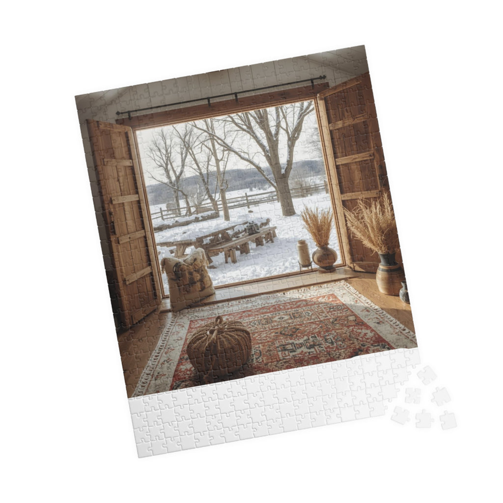 Cozy Winter Scene Puzzle (110, 252, 520, 1014-piece) - Perfect Gift for Family Game Night