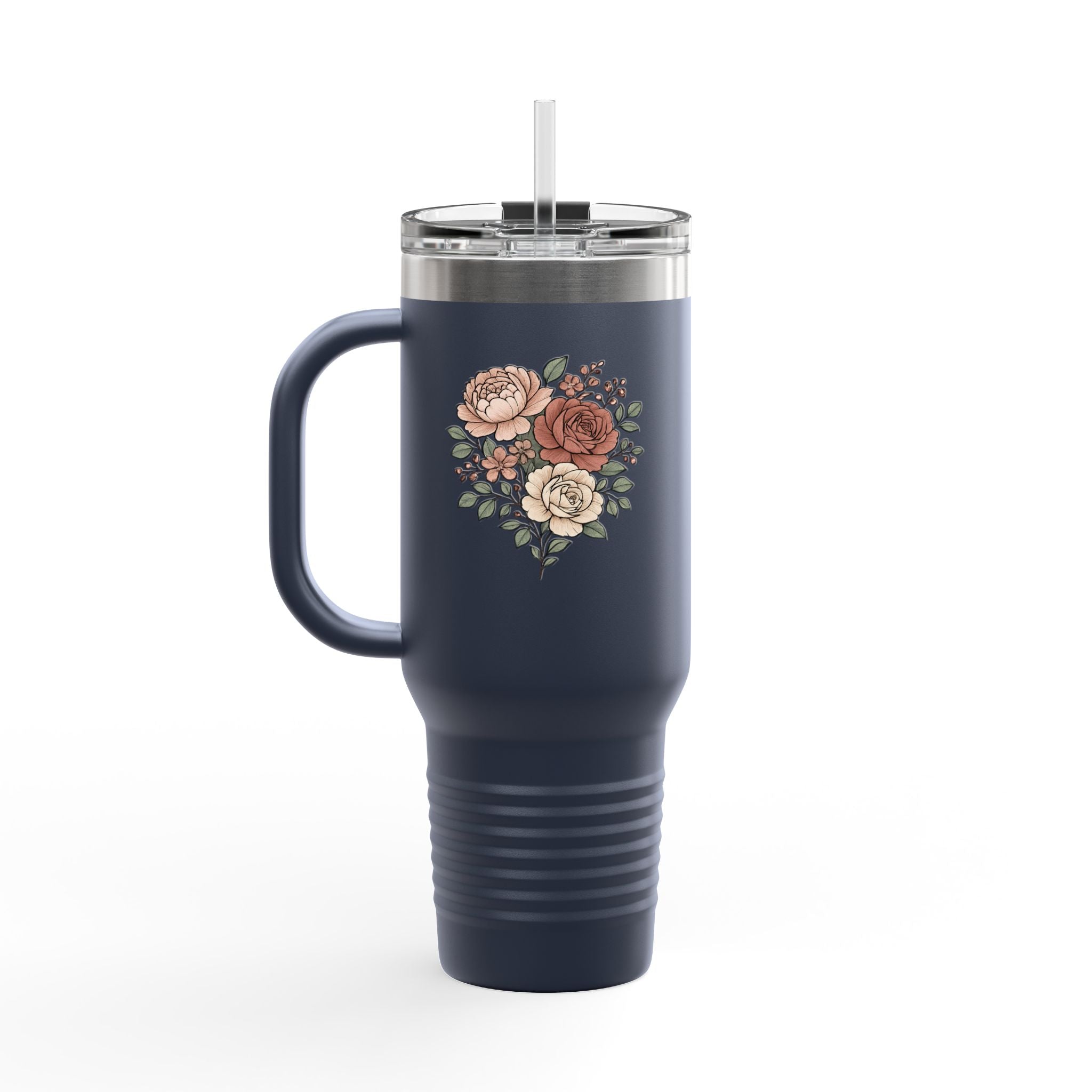 Floral Insulated Travel Mug - 40oz Reusable Drinkware for Coffee Lovers