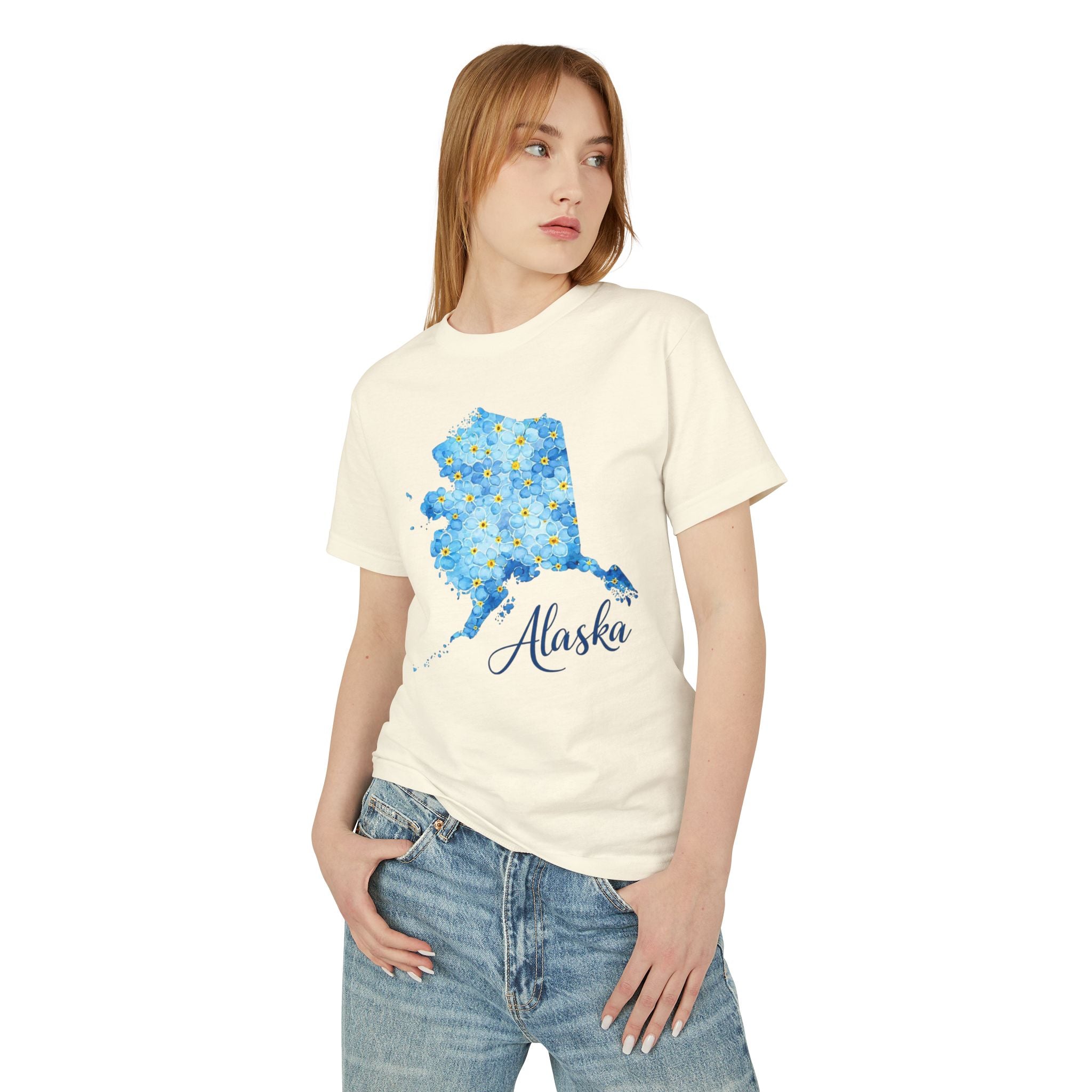 Alaska Forget-Me-Not Tee — Floral State Pride Cotton T-Shirt