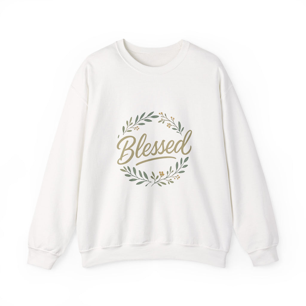 Blessed Crewneck Sweatshirt — Floral Wreath Faith Pullover