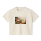Coastal Sunrise Boat Scene Boxy Tee