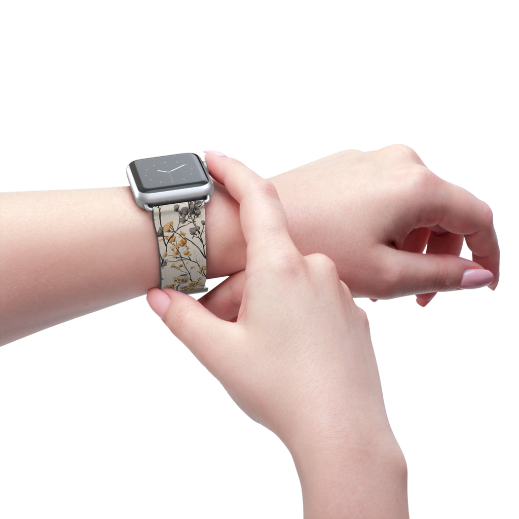 Floral Botanical Watch Band — Beige & Grey Dried Flower Apple Watch Strap