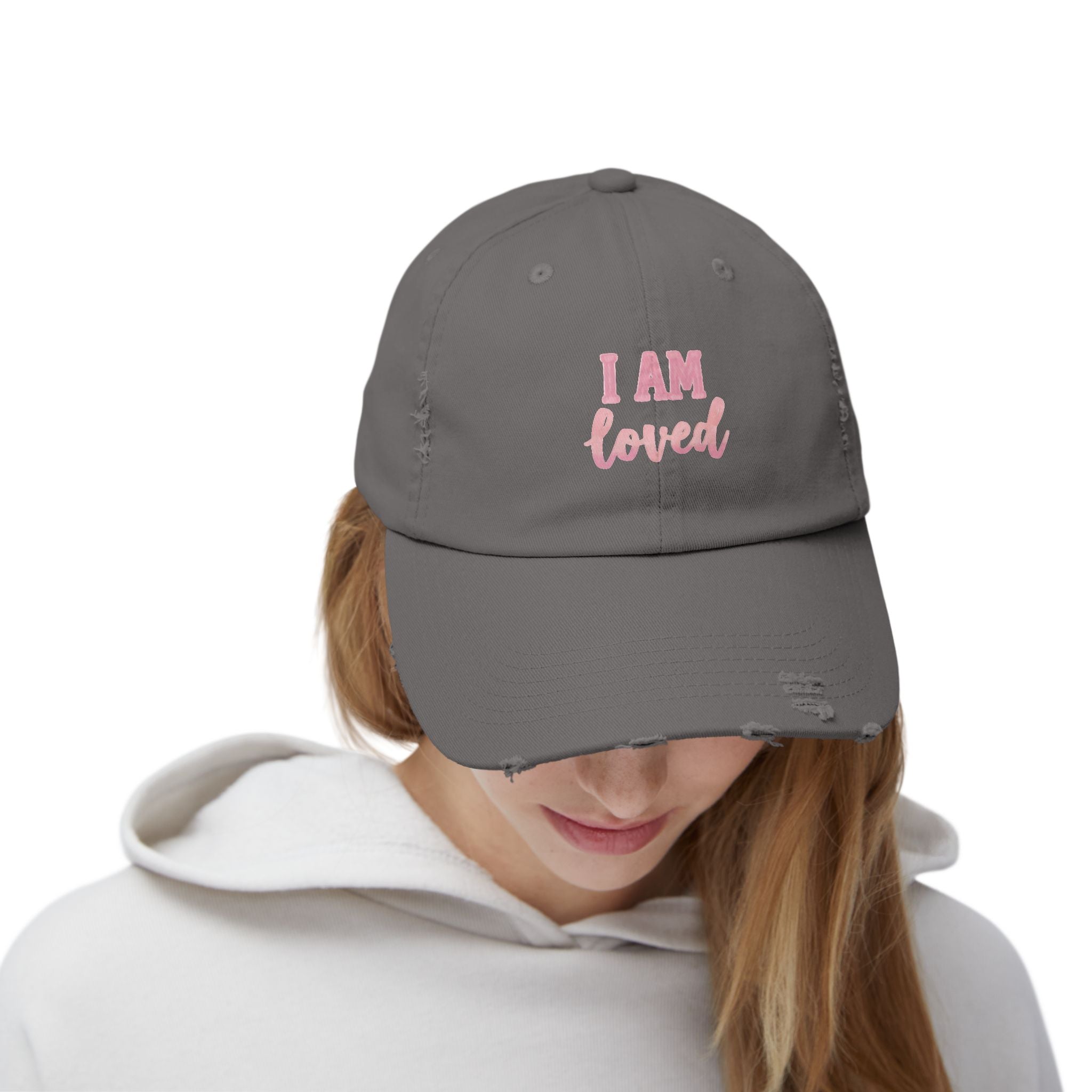 I AM LOVED Distressed Cap — Women's Inspirational Dad Hat