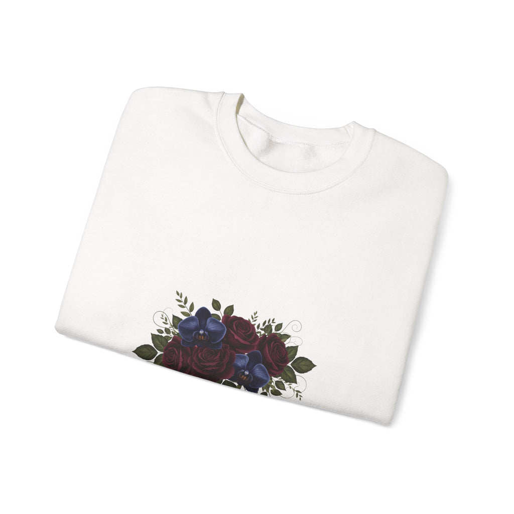 Moody Rose Print Sweatshirt | goth flower sweatshirt, midnight bloom