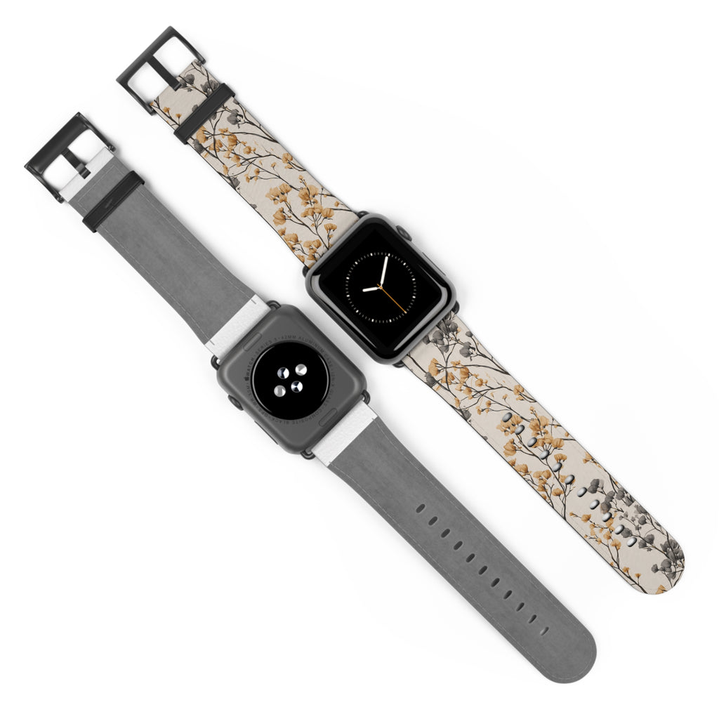 Floral Botanical Watch Band — Beige & Grey Dried Flower Apple Watch Strap