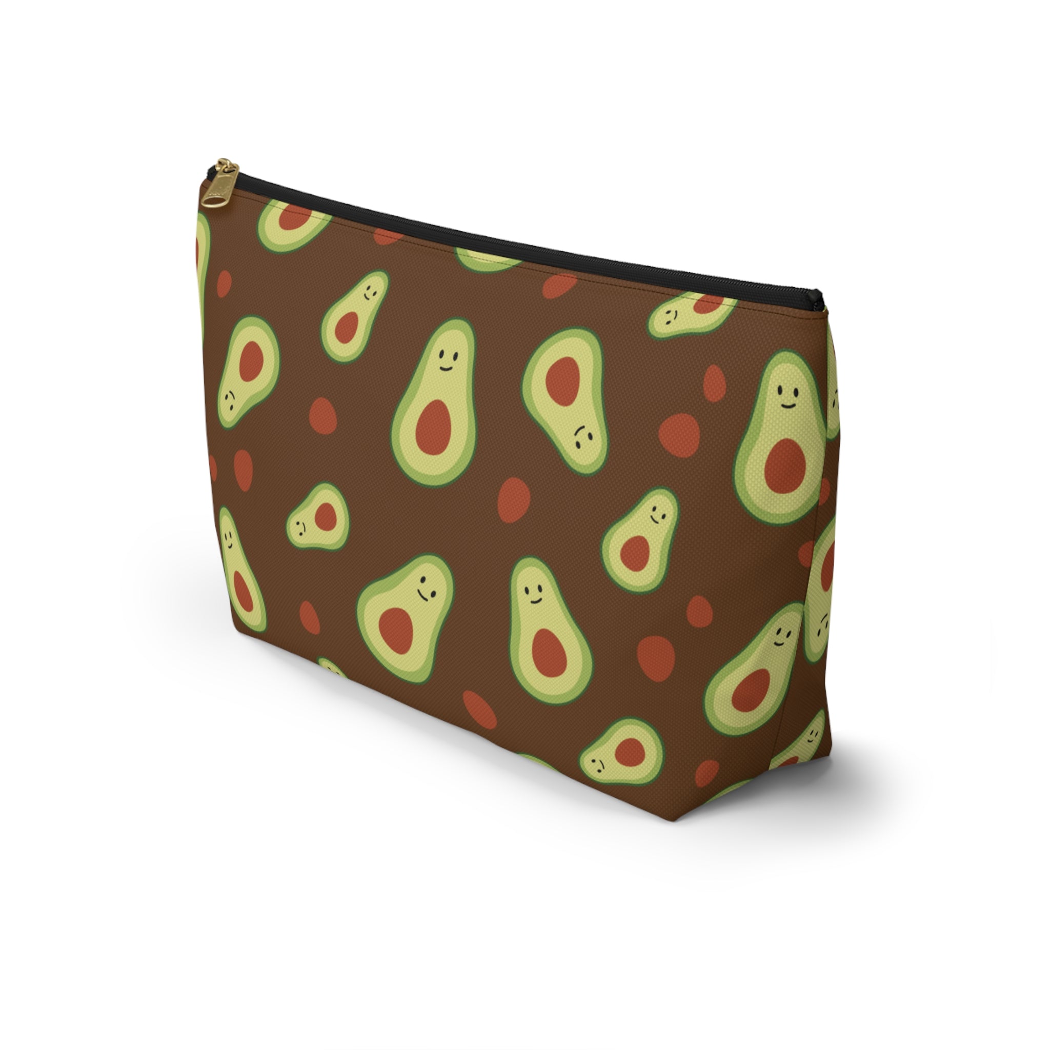 Cute Avocado Accessory Pouch, Zippered Makeup Bag, Pencil Case, Fun Gift for Food Lovers, Cute Avocado Pattern, Eco-Friendly Storage