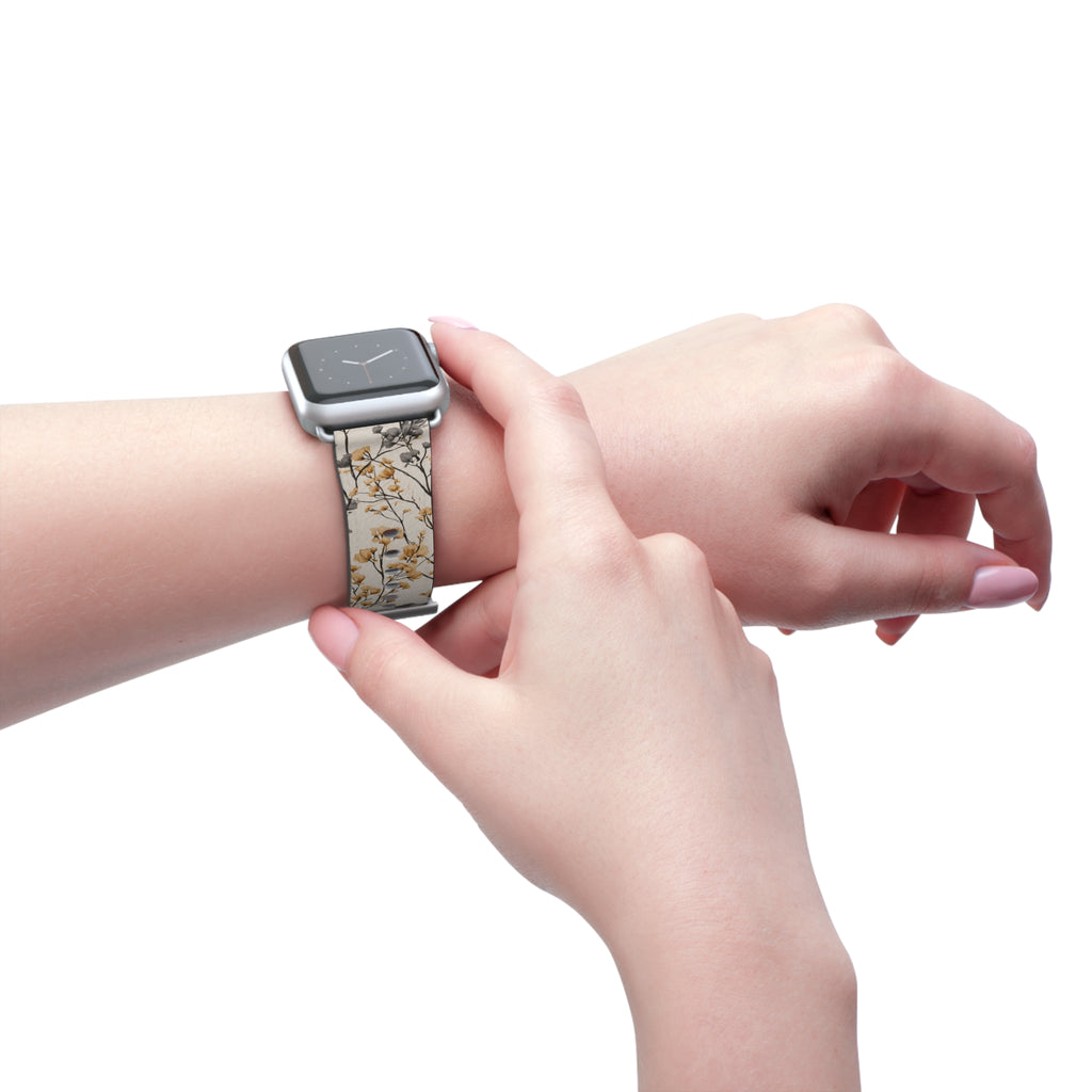 Floral Botanical Watch Band — Beige & Grey Dried Flower Apple Watch Strap