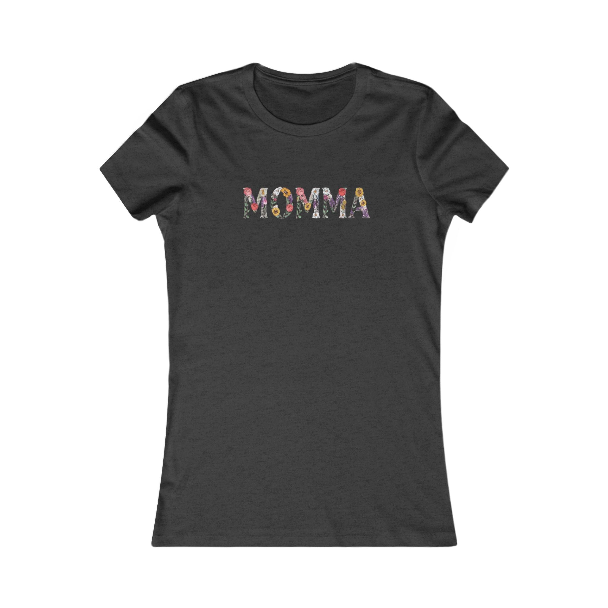 MOMMA Floral T-Shirt | Soft Women’s Slim Fit Tee | Cute Mom Shirt Everyday Wear