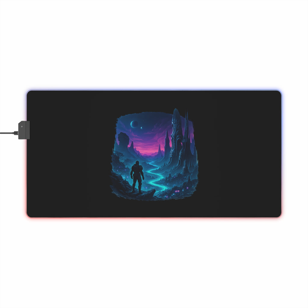 LED Gaming Mouse Pad with Cosmic Landscape Design | Gamer Accessories, Desk Decor, Office Gift, Unique Gaming Setup, LED Light