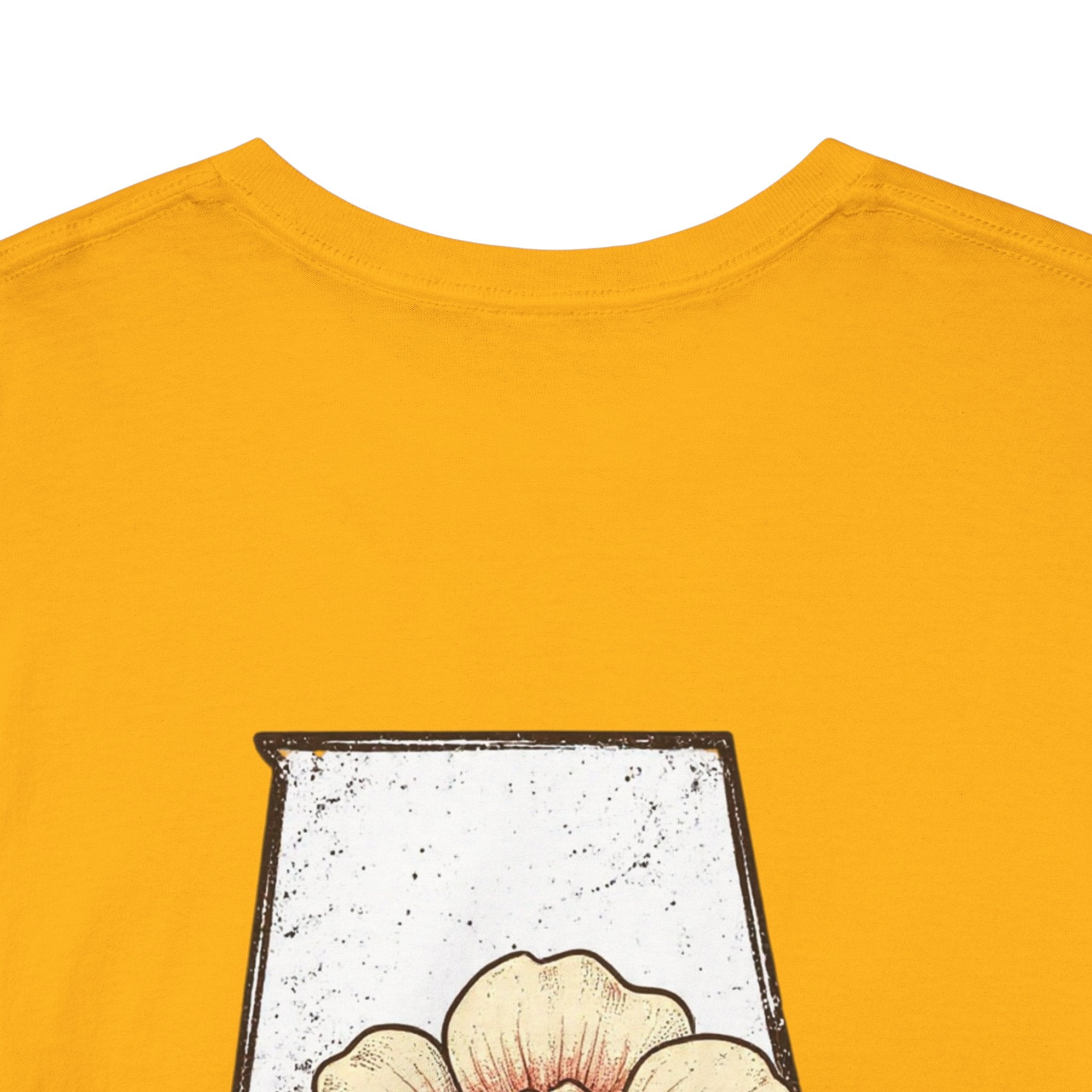 Alabama State Tee with Camellia Floral Design — Alabama Outline & State Flower Shirt