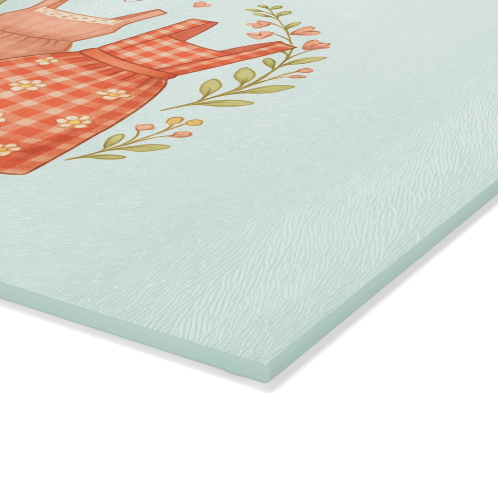 Vintage Apron Glass Cutting Board