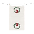 Christmas Wreath Tea Towel with Red Bow – Holiday Kitchen Linen