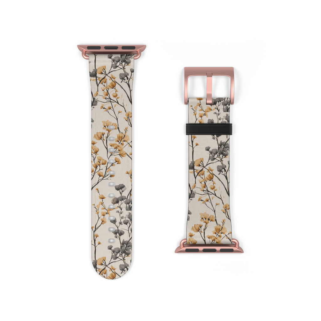 Floral Botanical Watch Band — Beige & Grey Dried Flower Apple Watch Strap